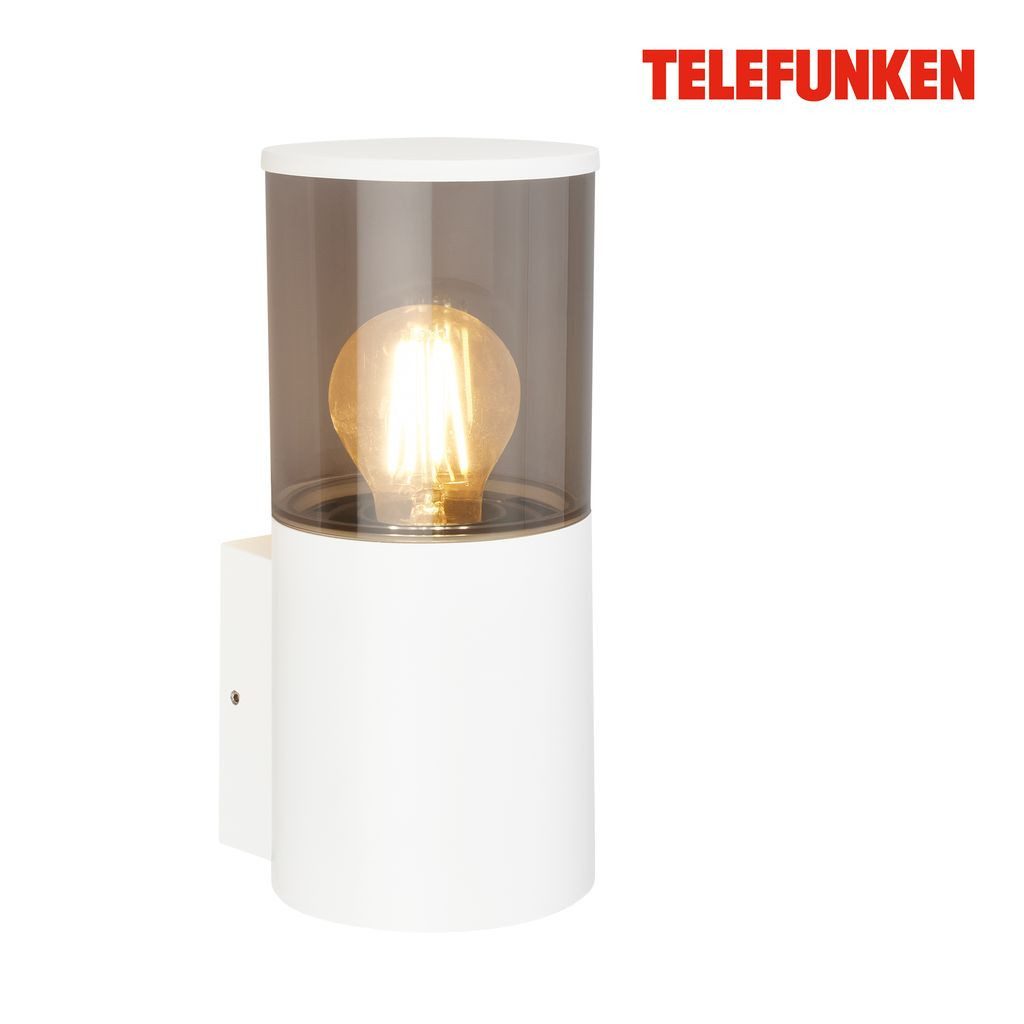 Telefunken Außen-Wandleuchte 322206TF, ohne Leuchtmittel, 2700K - Extra-Warmweiß, Wandleuchte Aussen 24x10,5x12,5 cm Weiß max.15W E27 Hauswand Balkon
