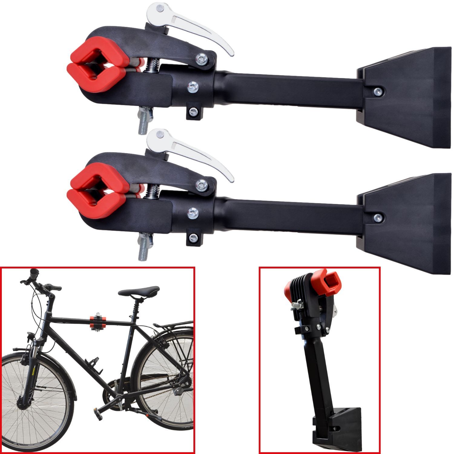 Diedrich Filmer GmbH Fahrradwandhalterung 2x Fahrrad Halterung Halter Montageständer (Set, 2-tlg., 2x Komplett-Set), 2er Set Reparaturständer Wandhalterung Aufbewahrung Bike eBike 20kg