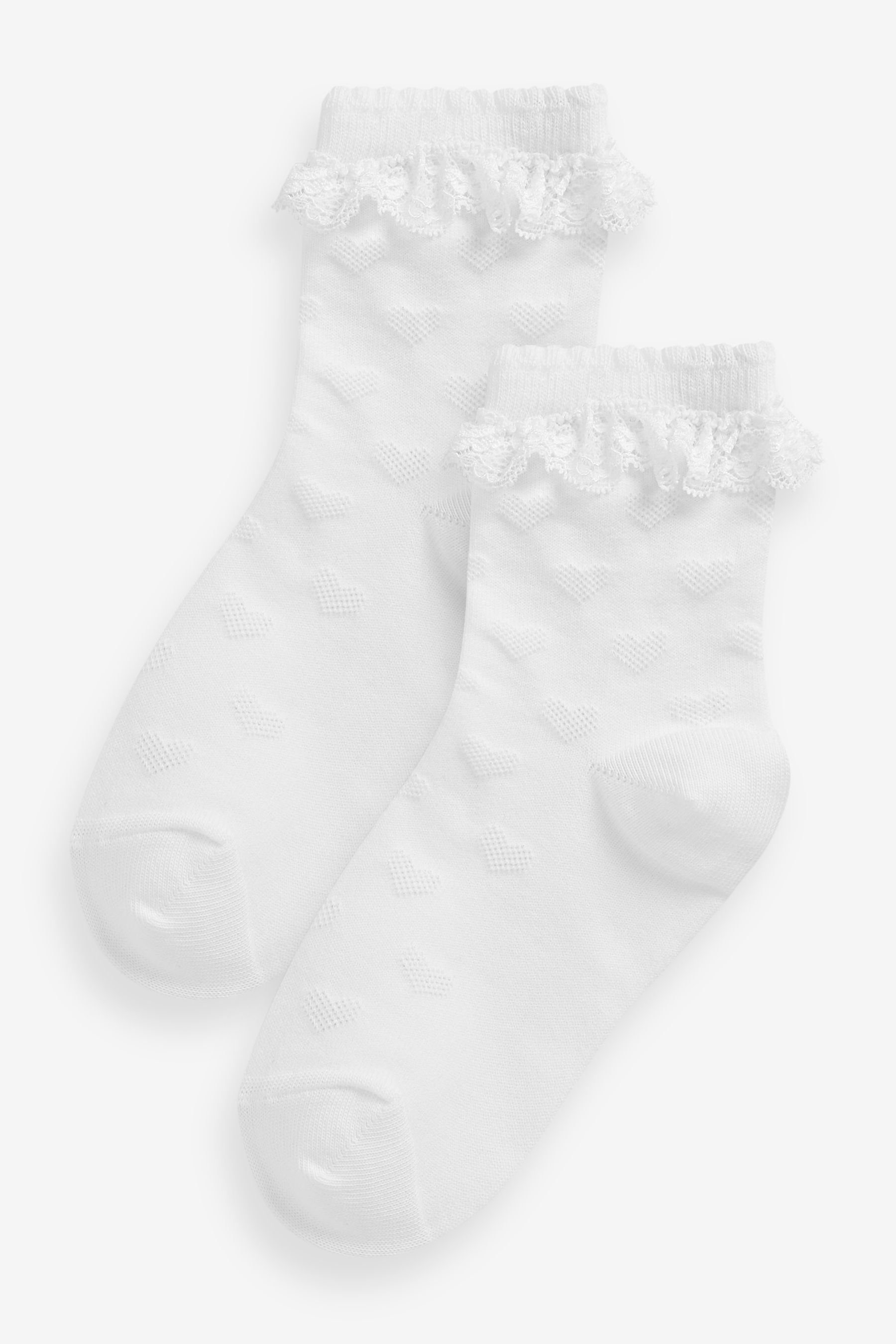 Next Kurzsocken Herz-Socken mit Baumwolle und Rüschen im 2er-Pack (2-Paar)