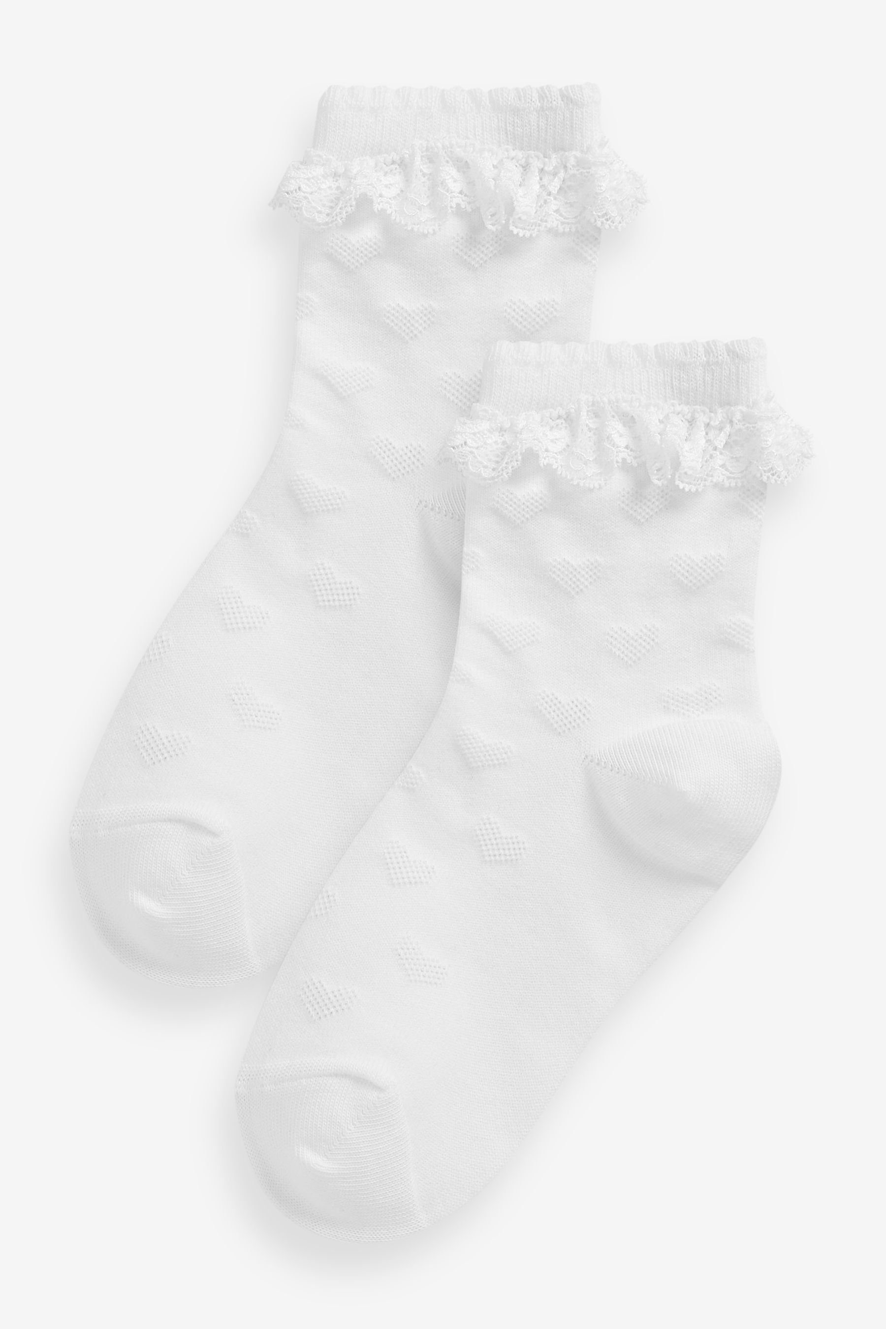 Kurzsocken Herz-Socken mit Baumwolle und Rüschen im 2er-Pack