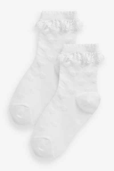 Next Kurzsocken Herz-Socken mit Baumwolle und Rüschen im 2er-Pack (2-Paar)