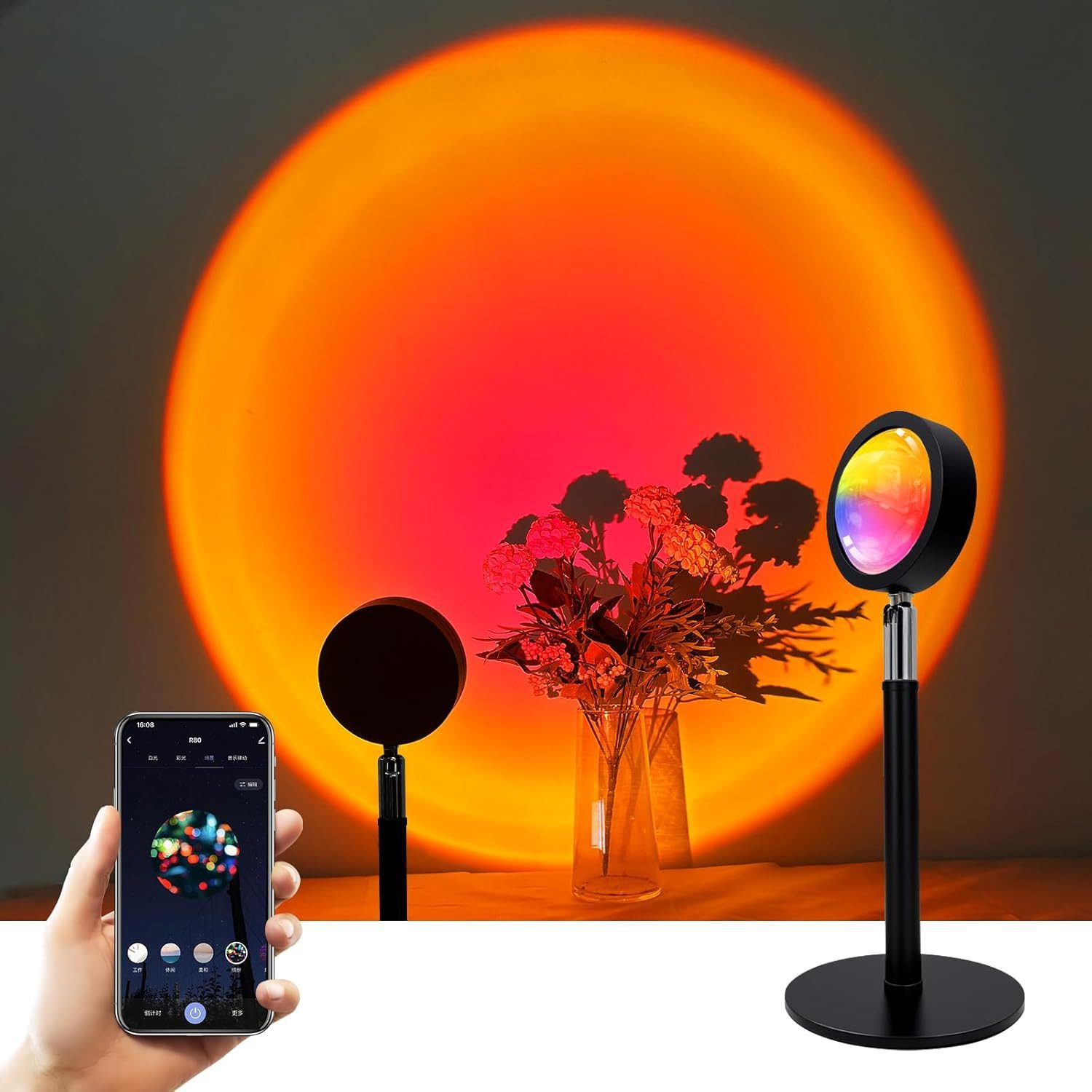 FELIXLEO LED-Sternenhimmel Bluetooth Mesh Sunset Lampe mit APP-Steuerung & Musik-Sync