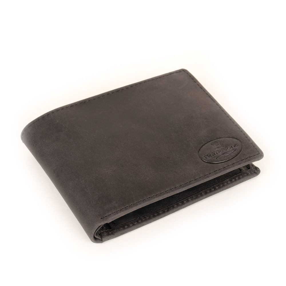 Geldbörse RFID Herren-Geldbörse / Portemonnaie, Leder, Schwarz, Hamosons 108