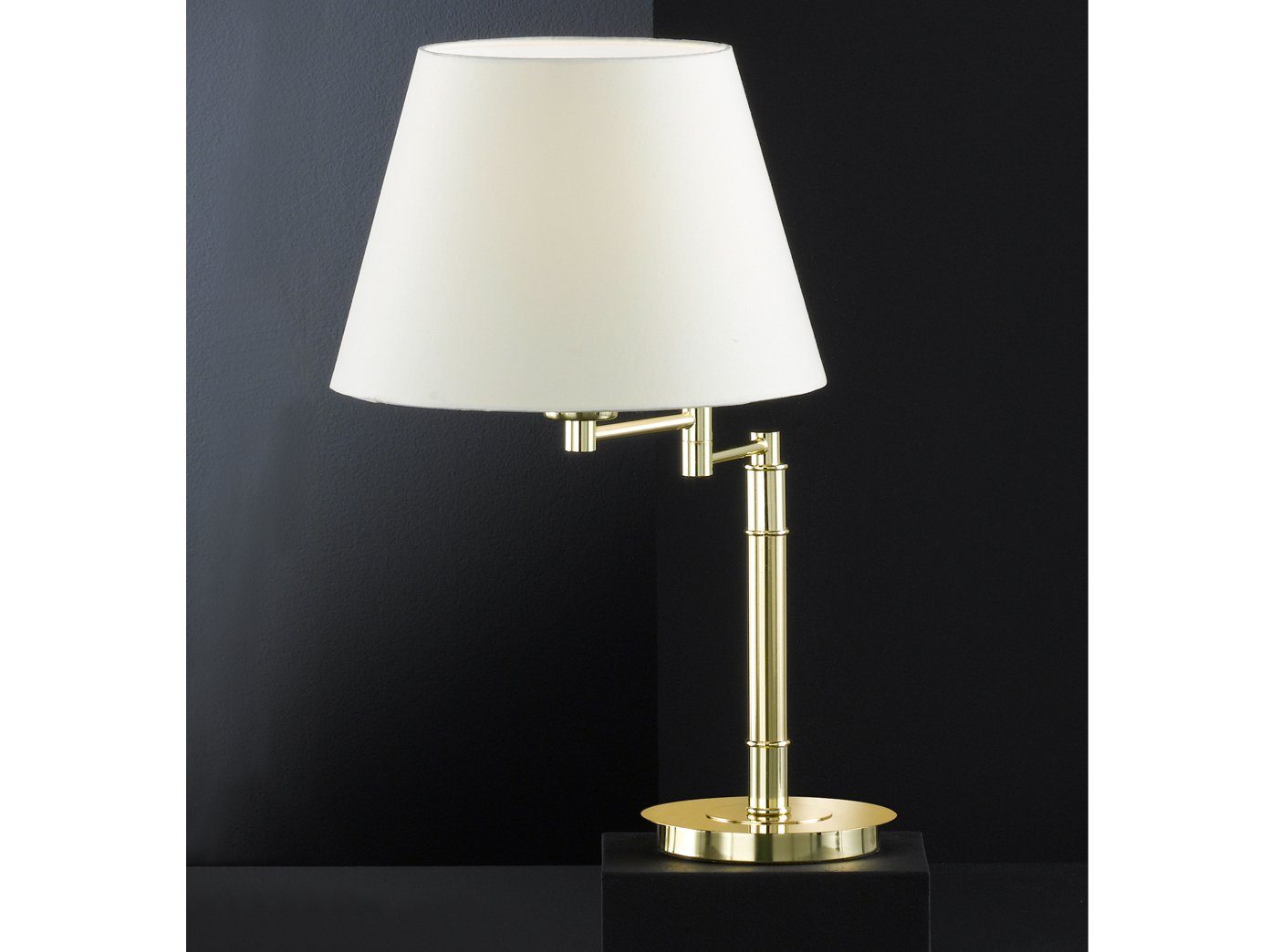 FISCHER & HONSEL LED Hockerleuchte, schwenkbar, LED wechselbar, Warmweiß,  große ausgefallene Nachttischlampe gold-en Lampenschirme Stoff, H 53cm