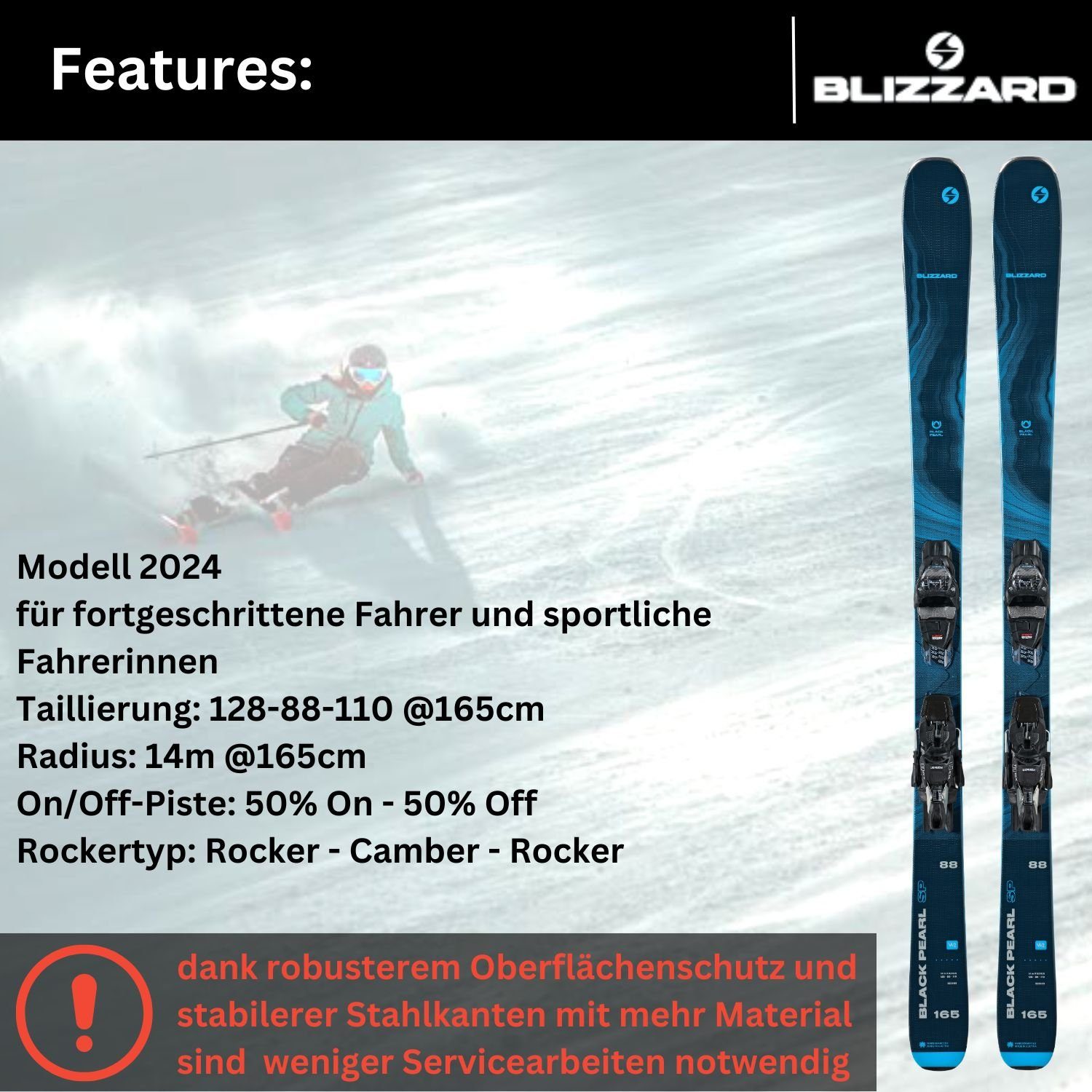 Blizzard Ski, 11 Marker Pearl BLIZZARD Ski TCX Bindung 88 2024 Z3-11 + Damen