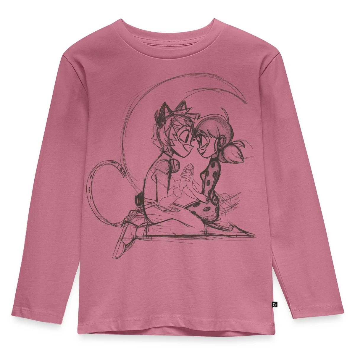 T-Shirt Miraculous Ladybug Und Cat Noir Zeichnung Kinder Premium Langarmshirt
