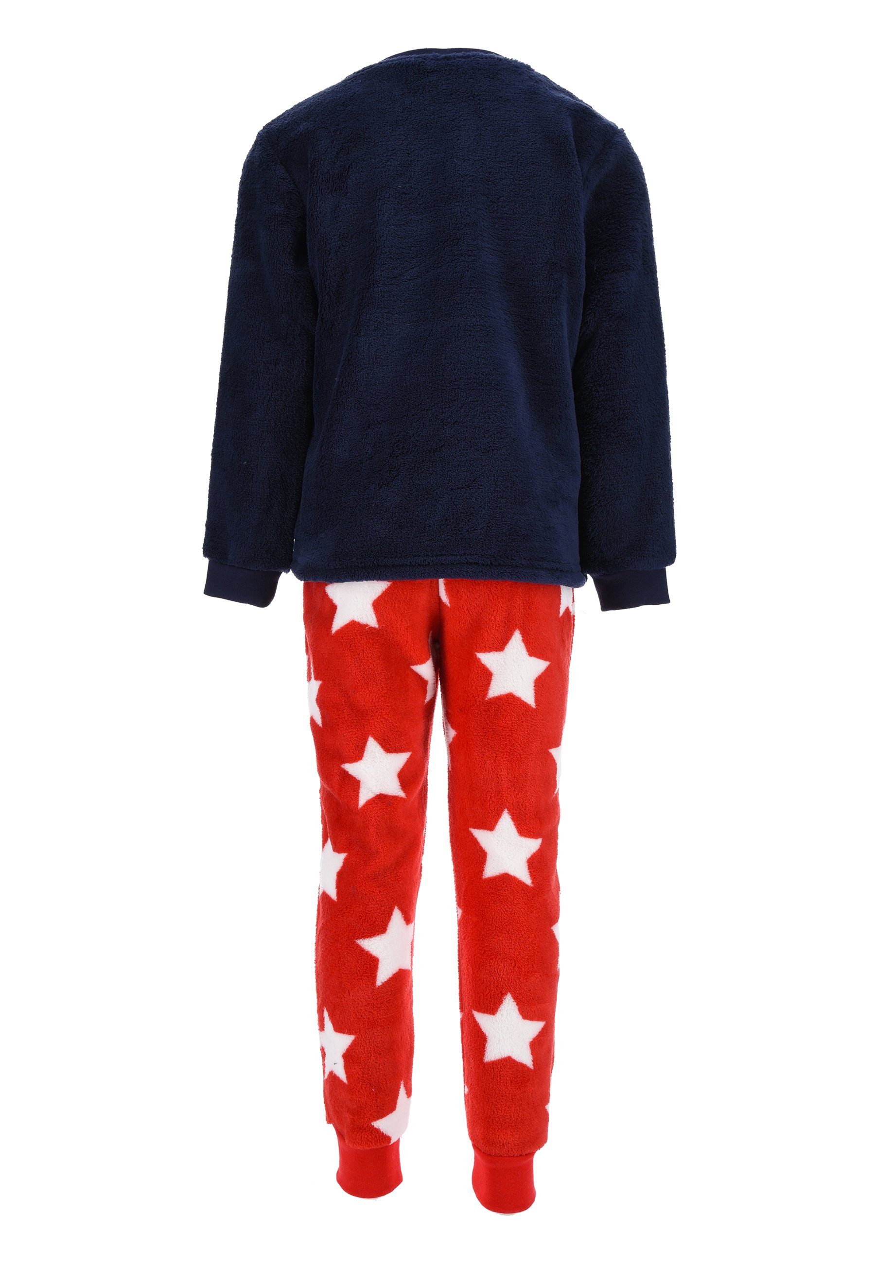 Kinder Minnie Schlafanzug Langarm Schlaf-Hose Mouse Mädchen Mini (2 Kinder Pyjama + Dunkel-Blau Shirt Schlafanzug tlg) Maus Disney