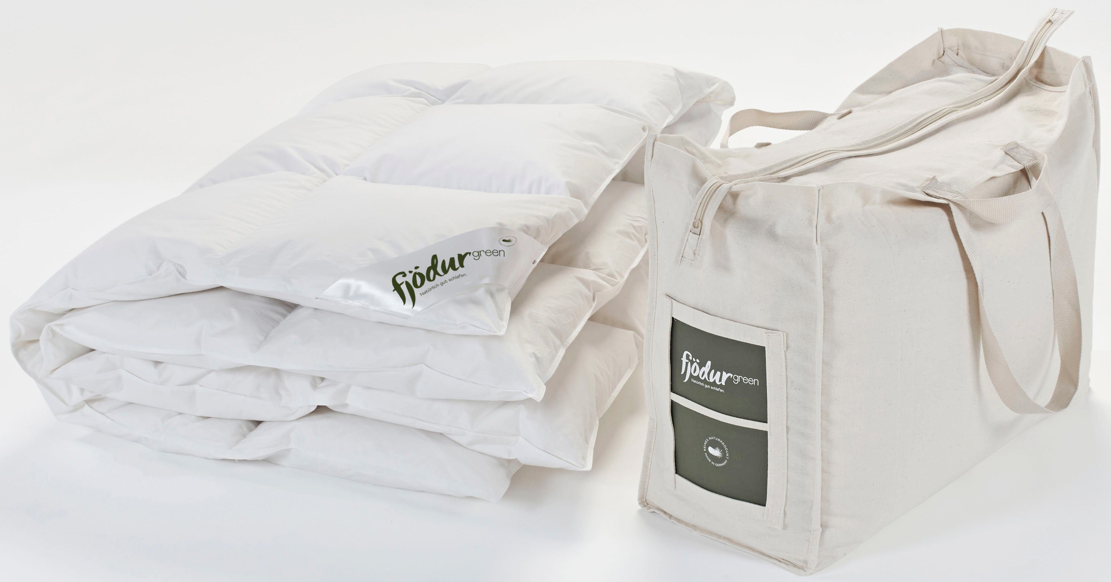 fjödur Daunenbettdecke Fleur, Füllung: 90% Daunen 10 % Federn, Bezug: Bio-Baumwolle, Bettdecken 135 x 200 cm und in vielen weiteren Größen erhältlich.