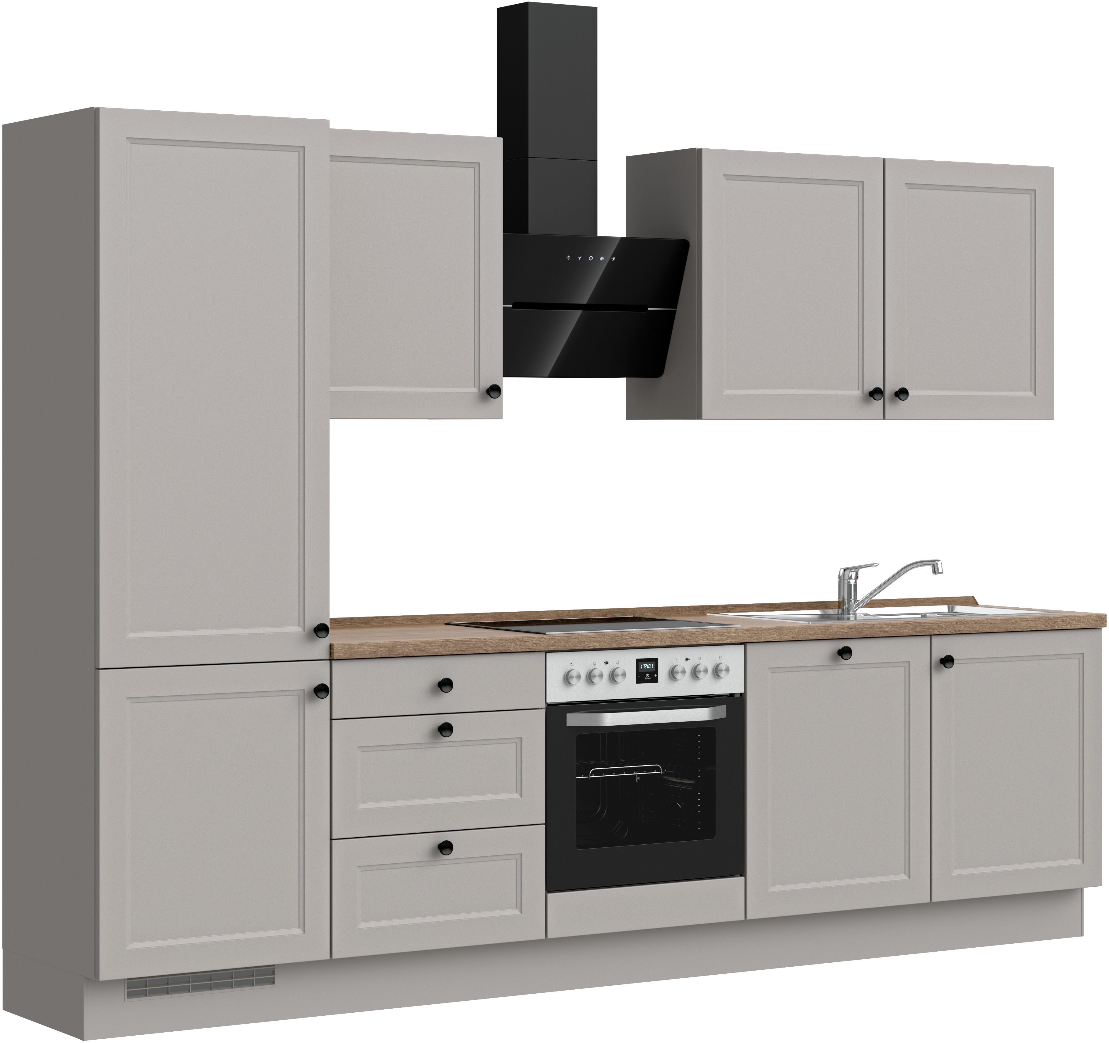 nobilia® Küche "Cascada II", NEU: individuell anpassbar mit gratis Profi-Beratung, vormontiert, Breite 300 cm, Ausrichtung wählbar, wahlw. mit E-Geräten