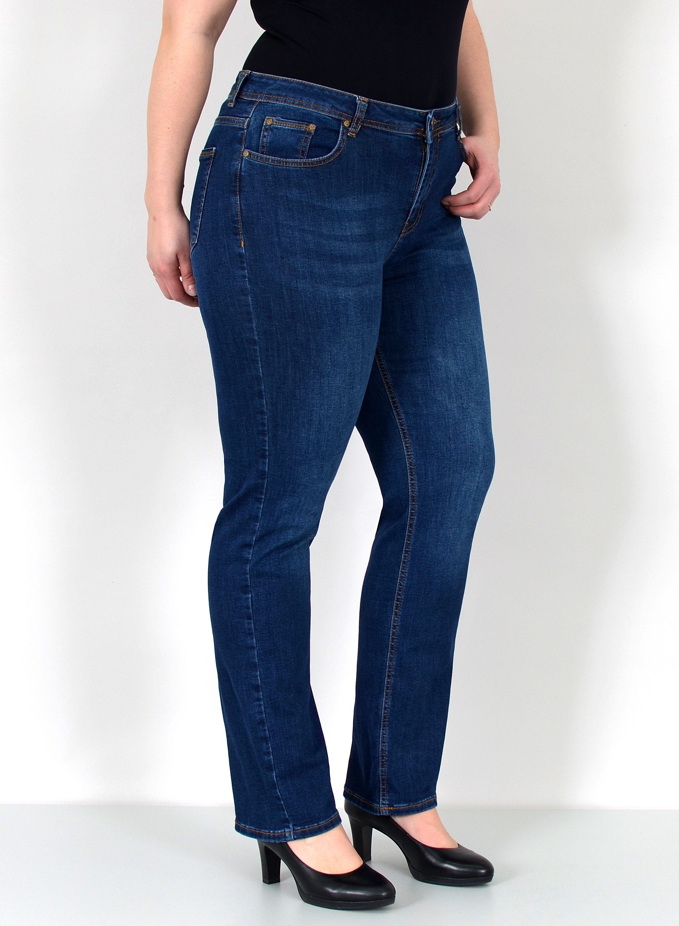 ESRA Straight-Jeans Gerade Schnitt Jeans hoher Bund mit Stretch bis Plus Si günstig online kaufen