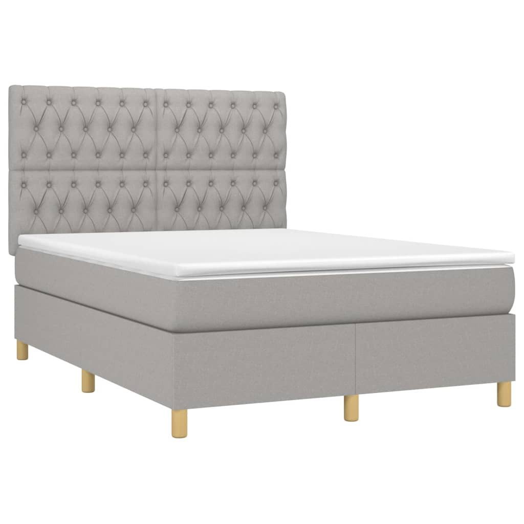 Bett Boxspringbett mit Matratze Hellgrau 140x200 cm Stoff