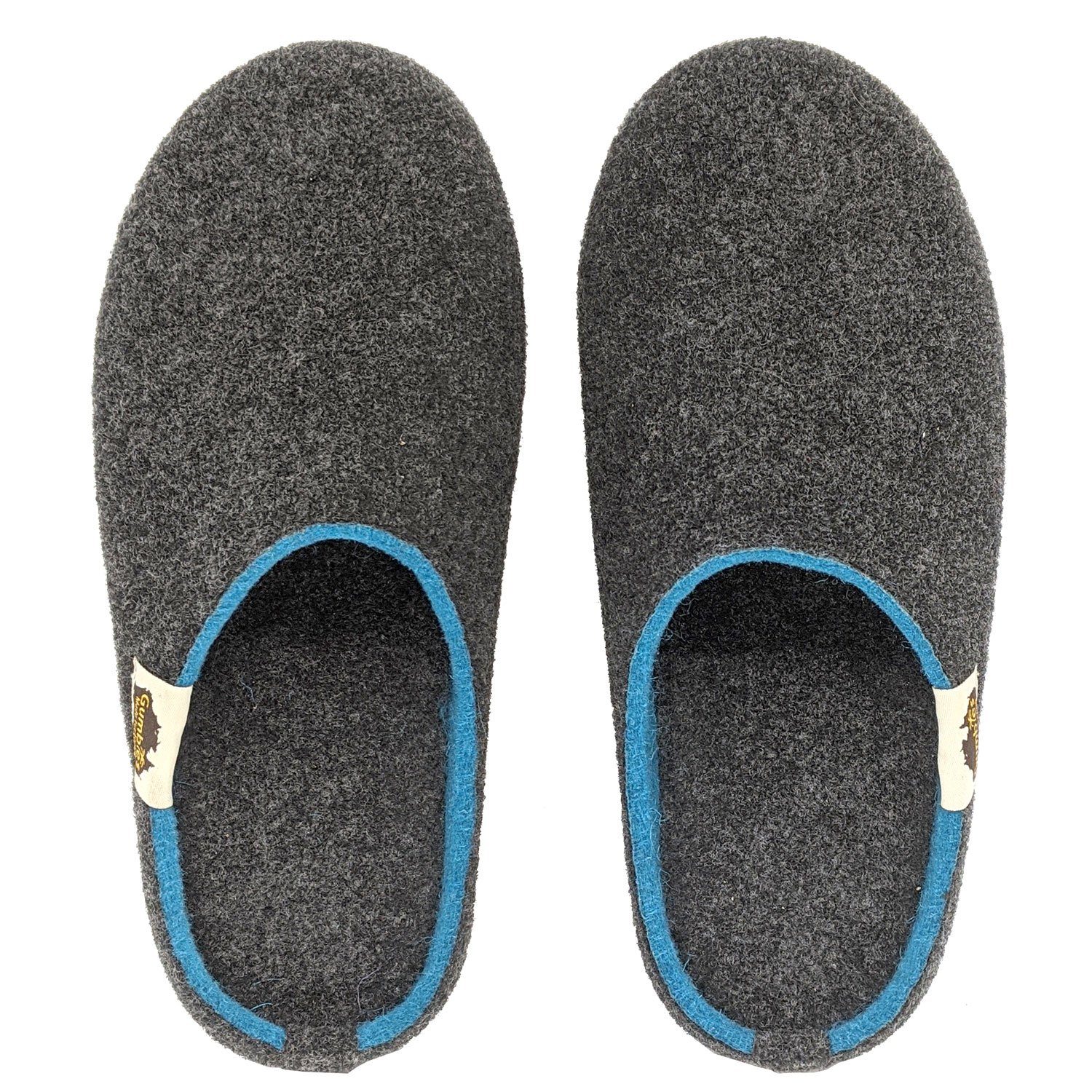 Hausschuh Designs« Slipper recycelten farbenfrohen Materialien Outback »in in charcoal-turquoise aus Turquoise Charcoal Gumbies