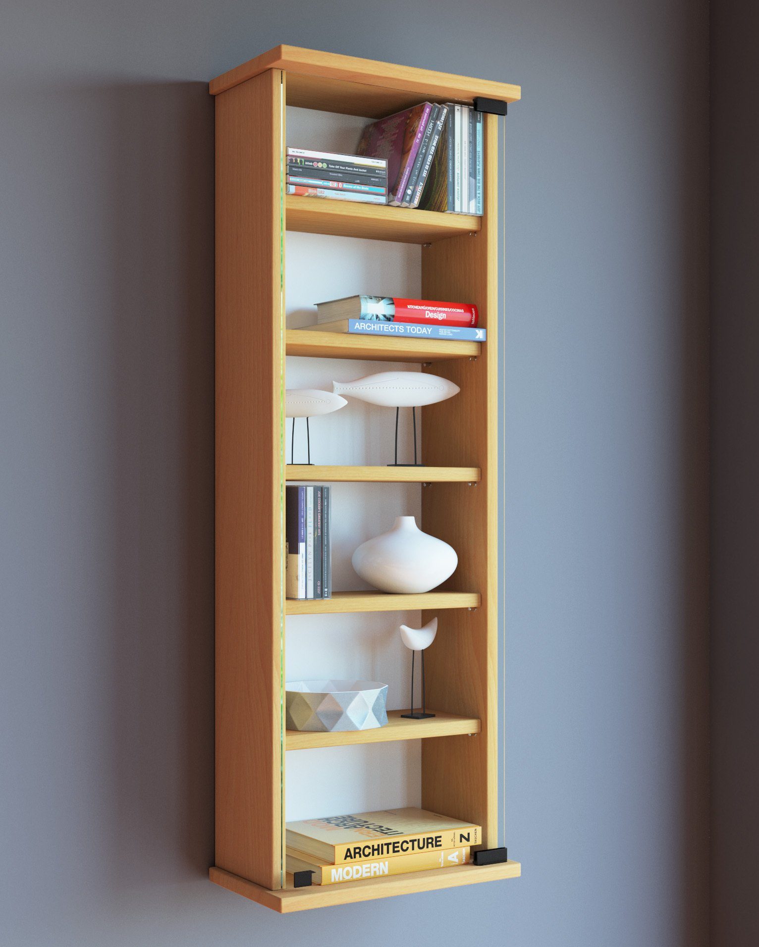 VCM CD-Regal Holz CD DVD Wandregal Schrank Loposa Glastür günstig online kaufen