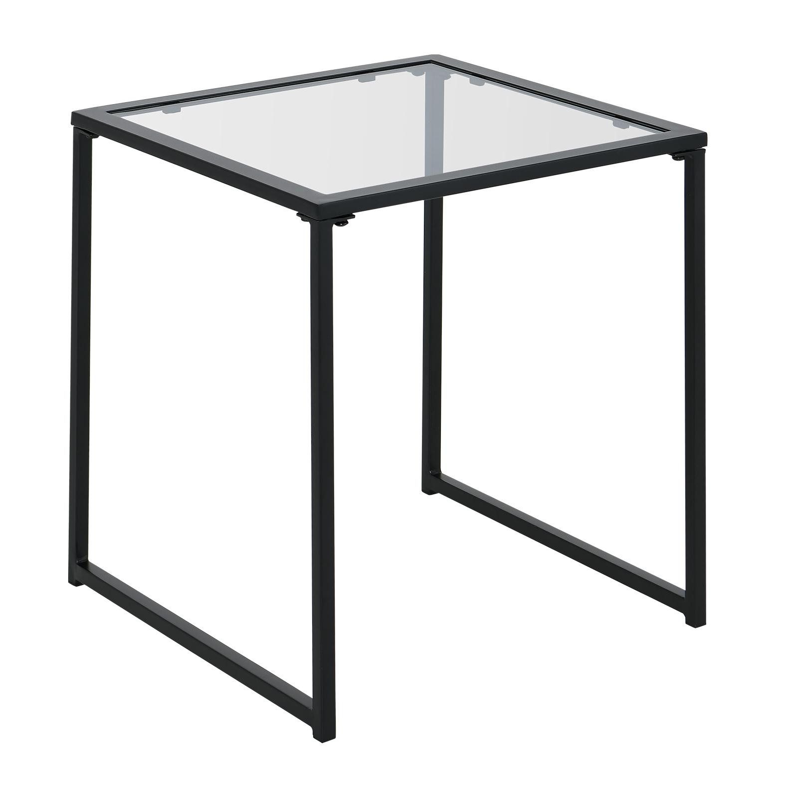 KOMFOTTEU Gartentisch Beistelltisch, aus gehärtetem Glas & Metall