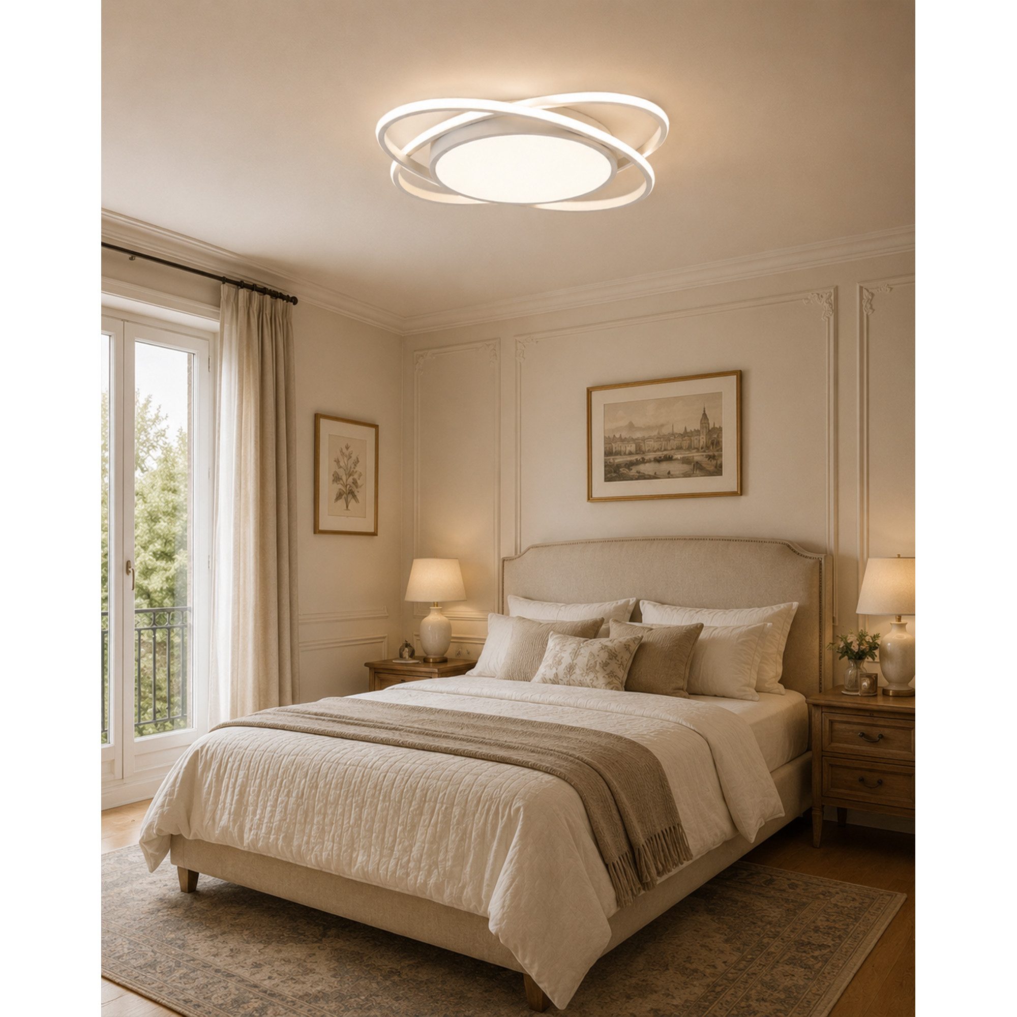 OYLCDI Deckenleuchten LED Deckenlampe Ø53cm,Dimmbar mit Fernbedienung für Wohnzimmer, LED fest integriert, 62W 3000-6500k, Modern Runde Wohnzimmer Schlafzimmer Arbeitszimmer Esszimmer Dekoration Lampen, Mit Speicherfunktion.Lichtfarbe- und Helligkeit einstellbar