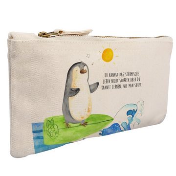 Mr. & Mrs. Panda Kosmetiktasche Pinguin Surfer - Weiß - Geschenk, Damen, optimistisch, Wellen, Stifte (1-tlg)