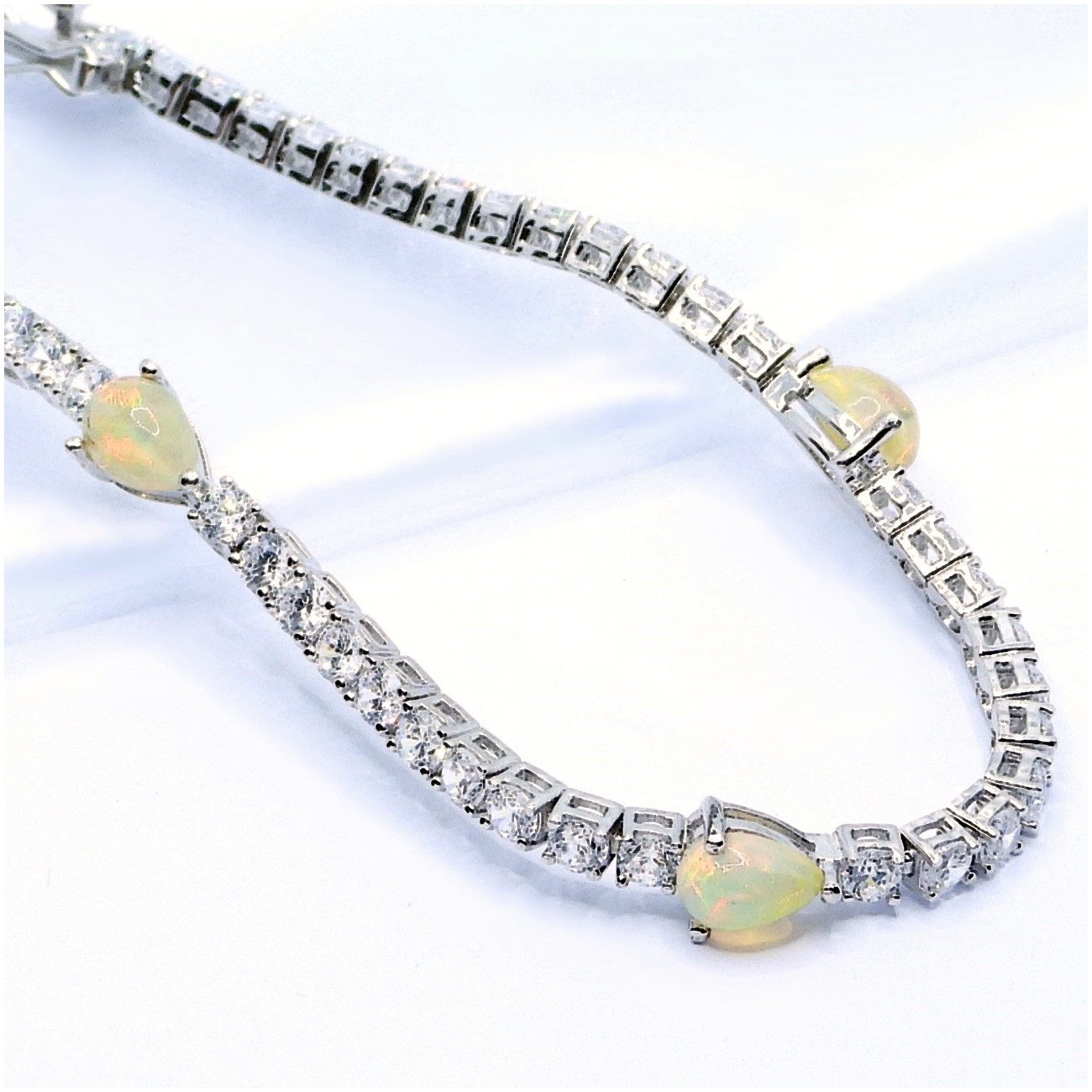 Goldene Hufeisen Tennisarmband echter Welo Opal Armband 925 Sterling-Silber Edelsteine, Damen Armschmuck mit Edelsteine