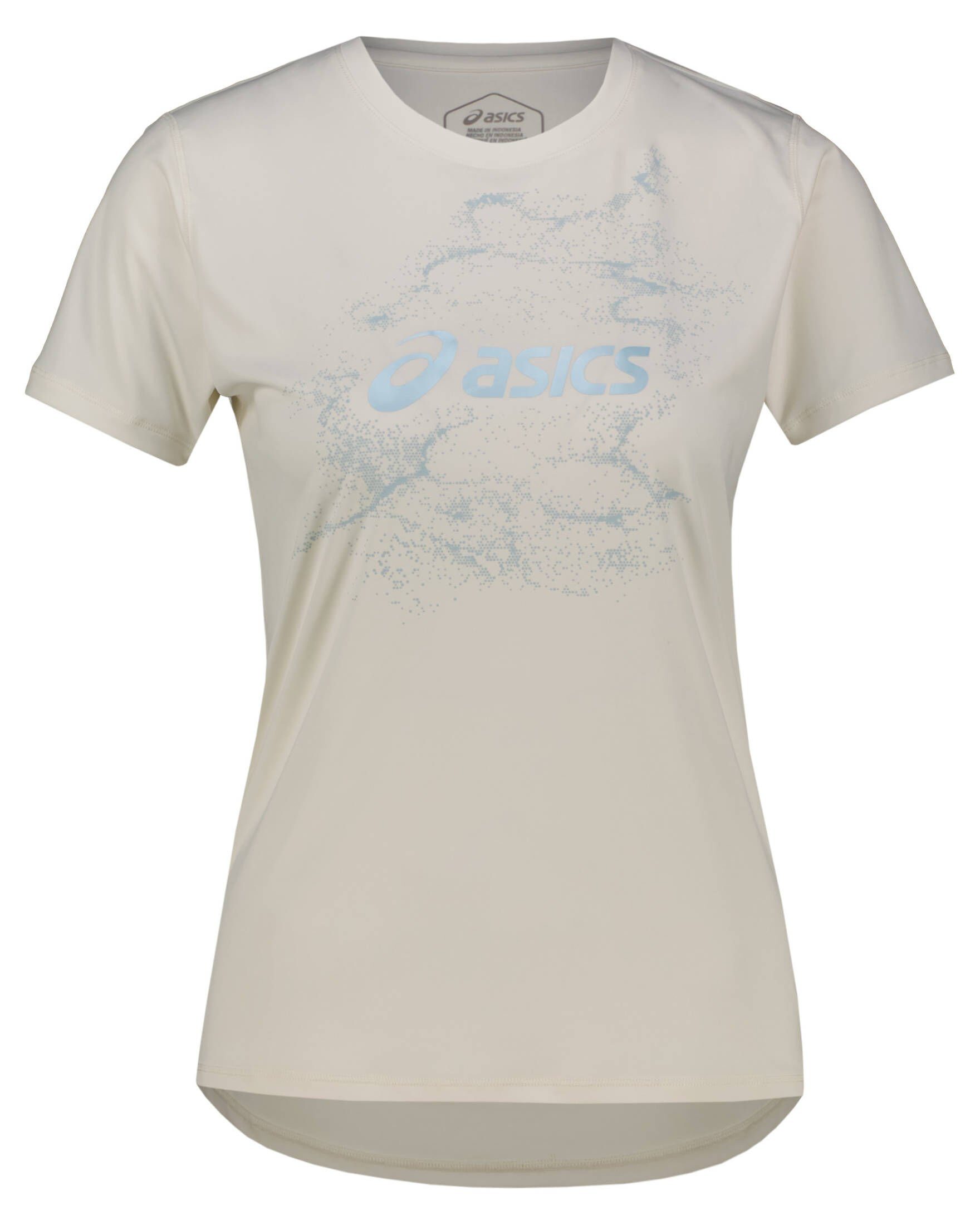Asics Laufshirt Damen Laufshirt NAGINO GRAPHIC RUN Regular Fit (1-tlg),  Grafik-/Logo-Print auf der Frontseite