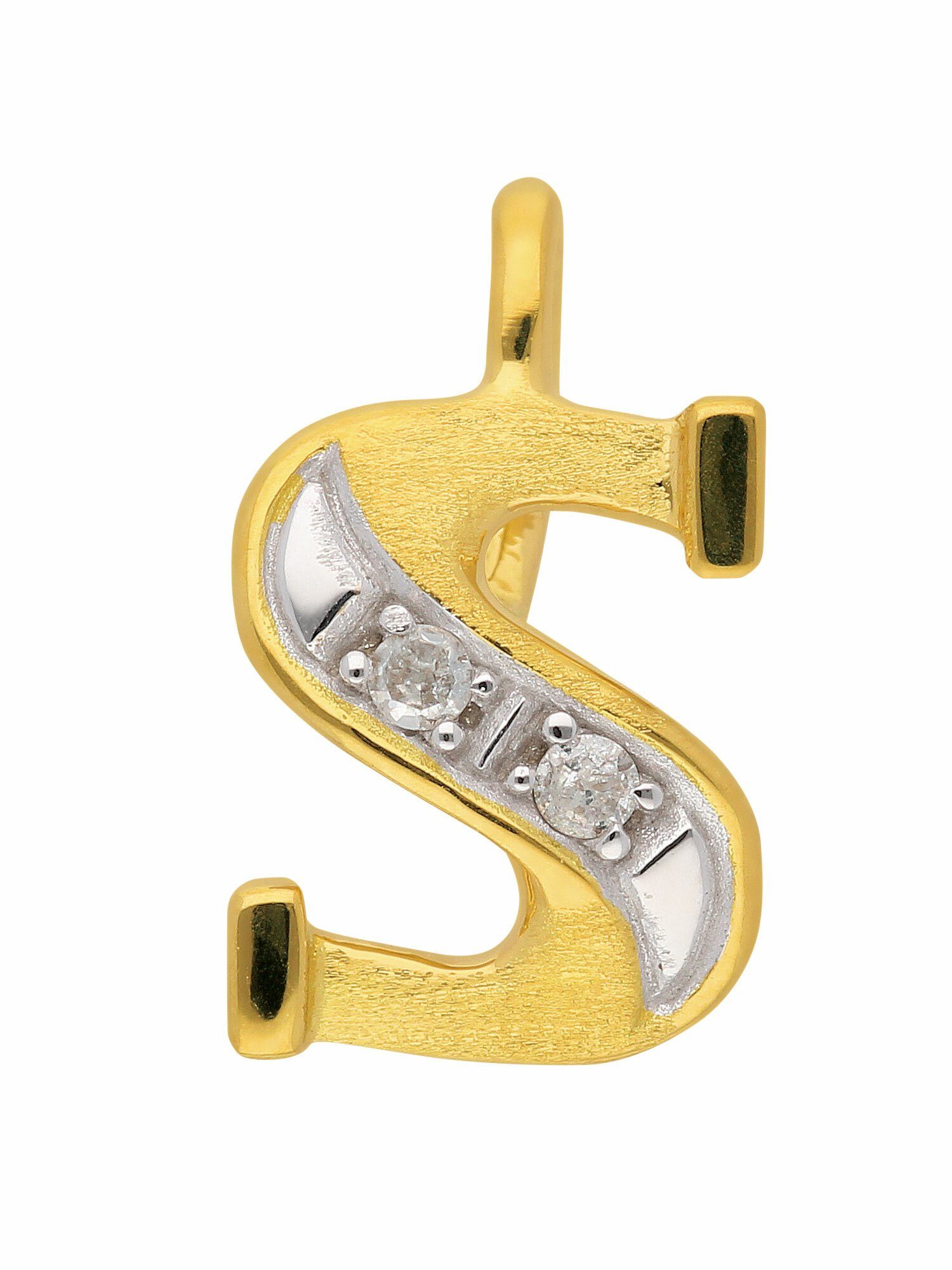 Diamant 585 Gold für Damen & mit Goldschmuck Adelia´s Buchstabenanhänger Herren Diamant, Buchstabenanhänger mit