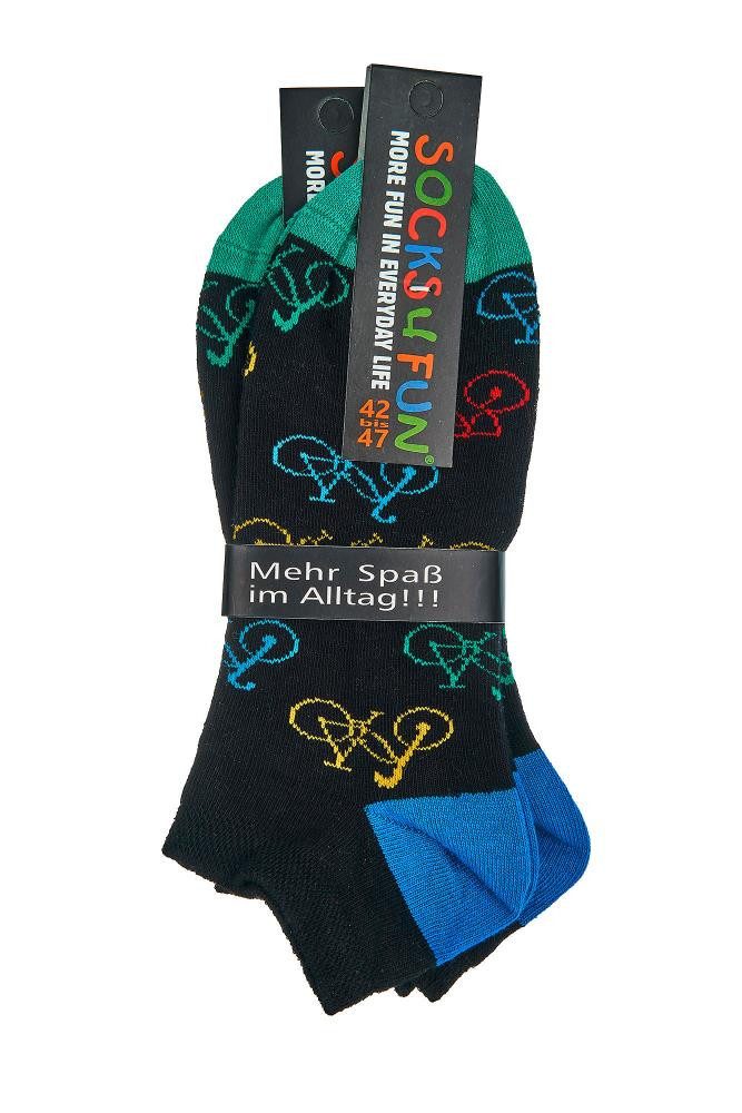 Wowerat Sneakersocken 2 Paar Fun Sneakersocken, Fahrrad Motiv, Sneaker Spaß Socken