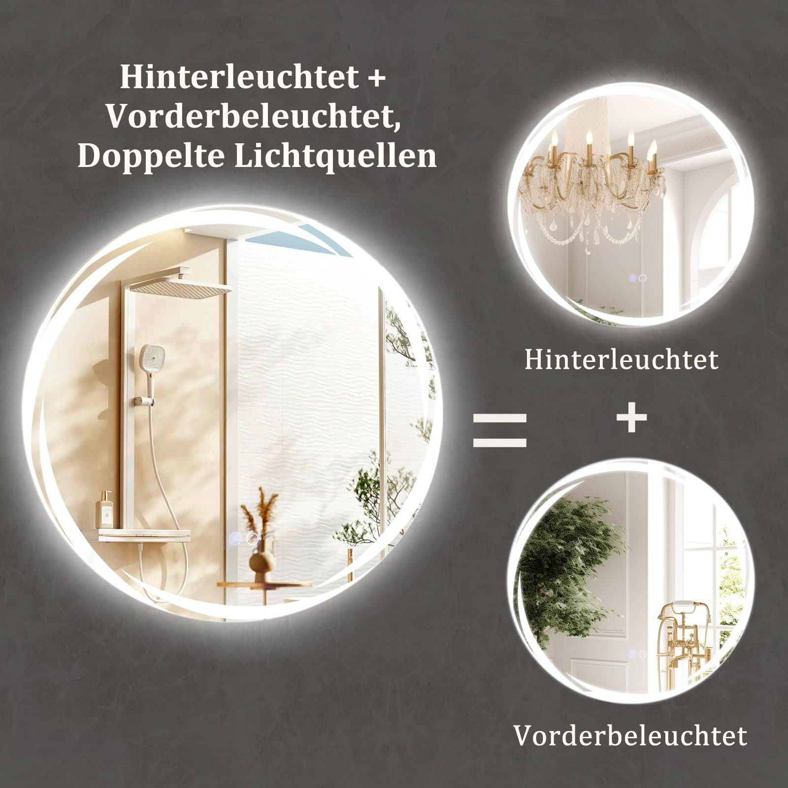 COSTWAY Badspiegel, mit Doppelte LED-Lichtquellen, Memory-Funktion, günstig online kaufen