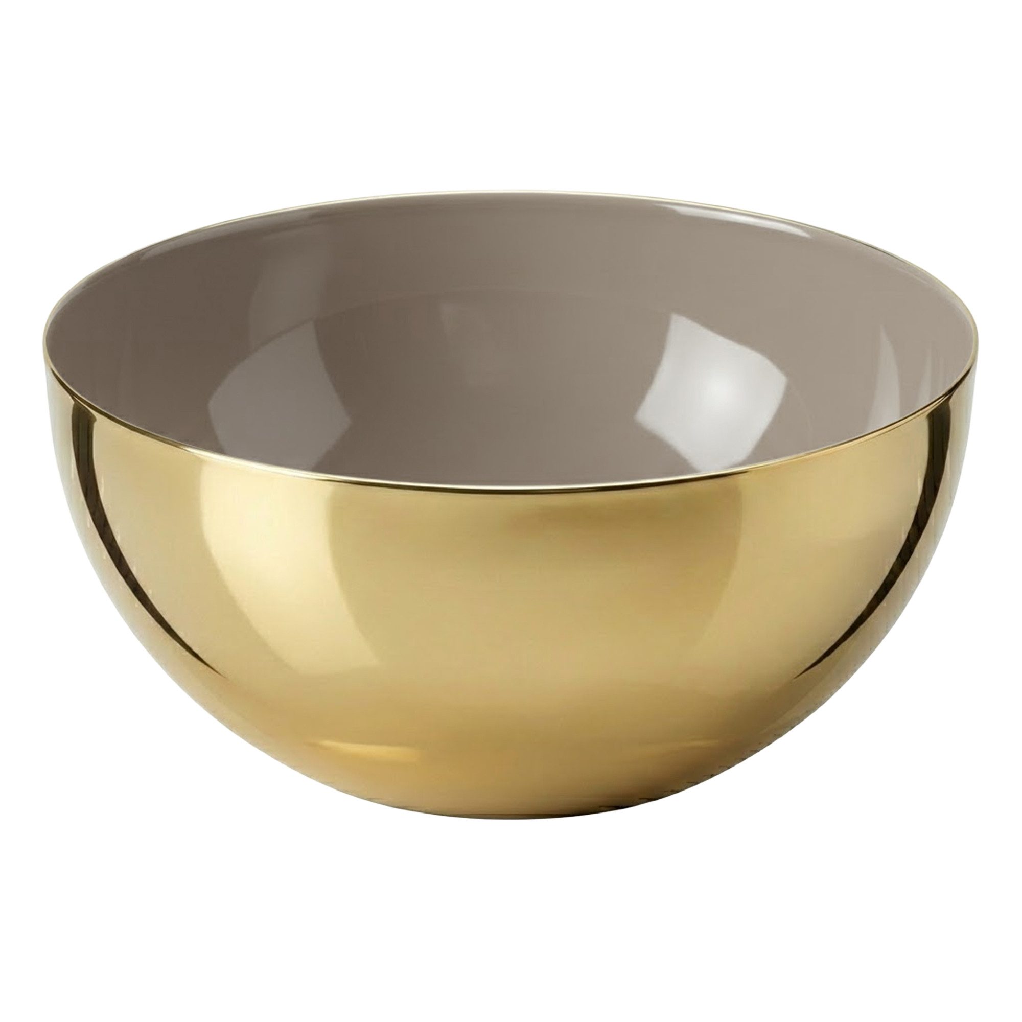 EDZARD Servierschale Liora, Messing,Ø 15,5 cm, H7 cm, Gold-Finish, poliert, innen Perlbeige