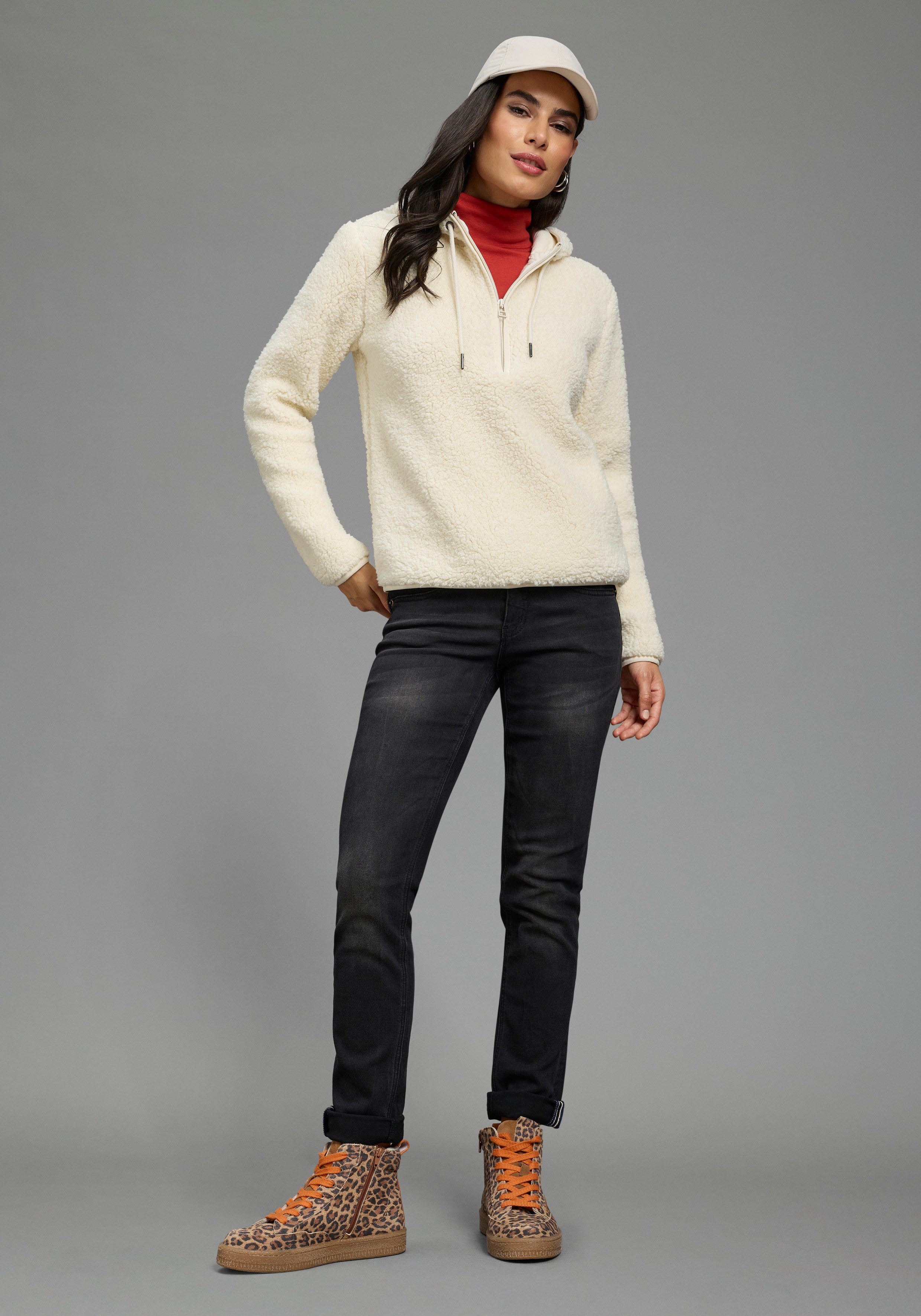 Laura Scott Fleecepullover (1-tlg) aus kuscheligem Teddyfleece mit Kapuze und Reißverschluss – Bild 5 von 5