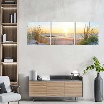 DEQORI Glasbild 'Abendsonne an der Ostsee', 'Abendsonne an der Ostsee', Glas Wandbild Bild schwebend modern