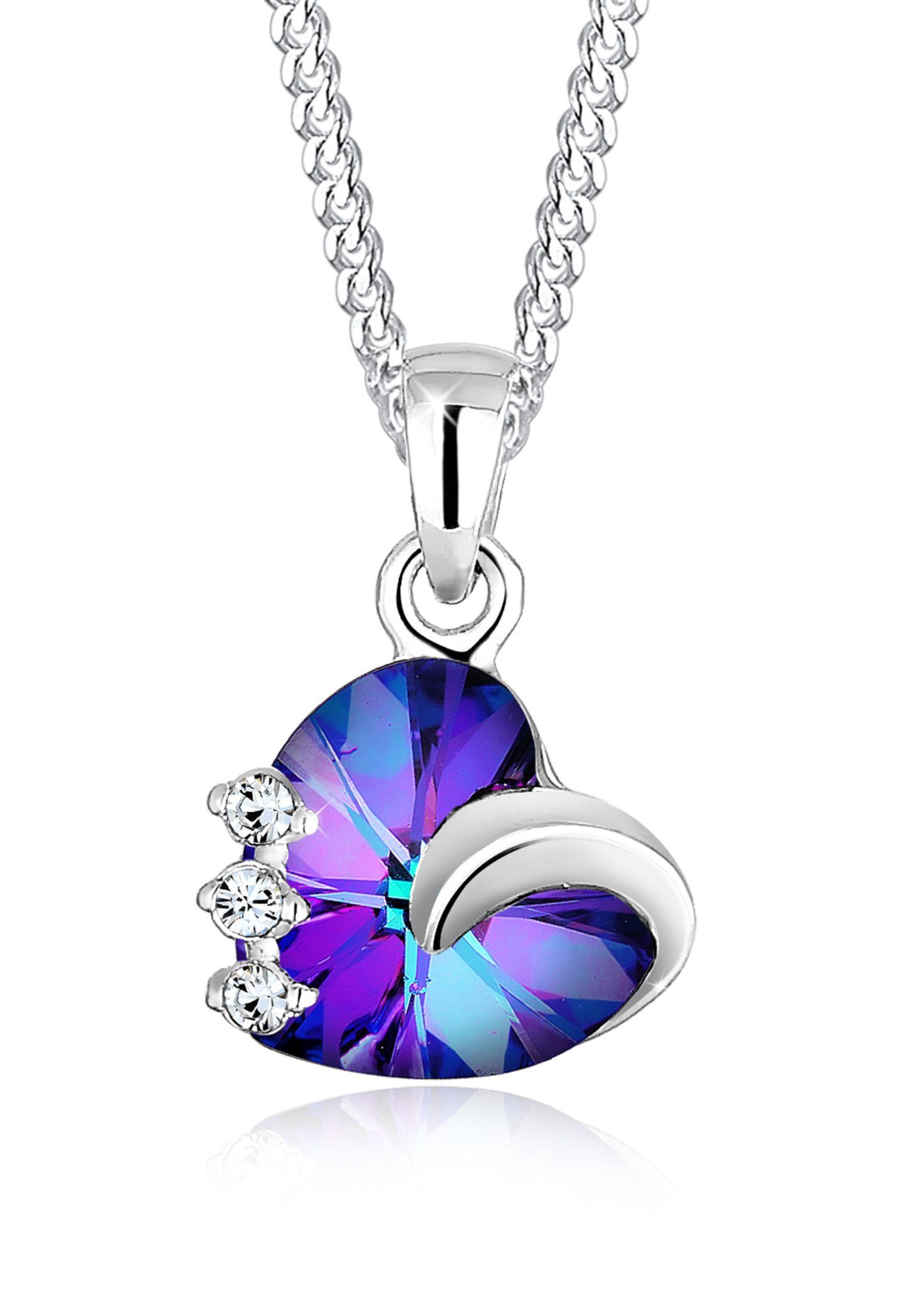 Elli Kette mit Anhänger Herz Blau 925 Sterling Silber, mit Kristallen von Swarovski®, Herz