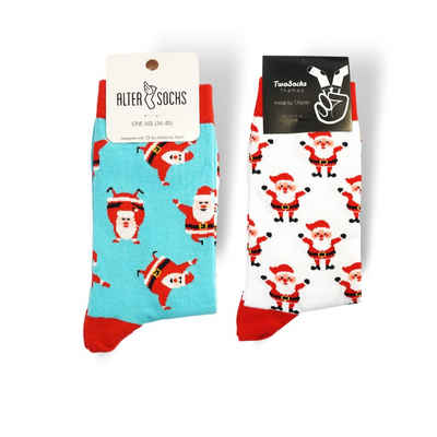 TwoSocks Freizeitsocken Weihnachtssocken Damen & Herren Socken für Weihnachten, Einheitsgröße (2 Paar)