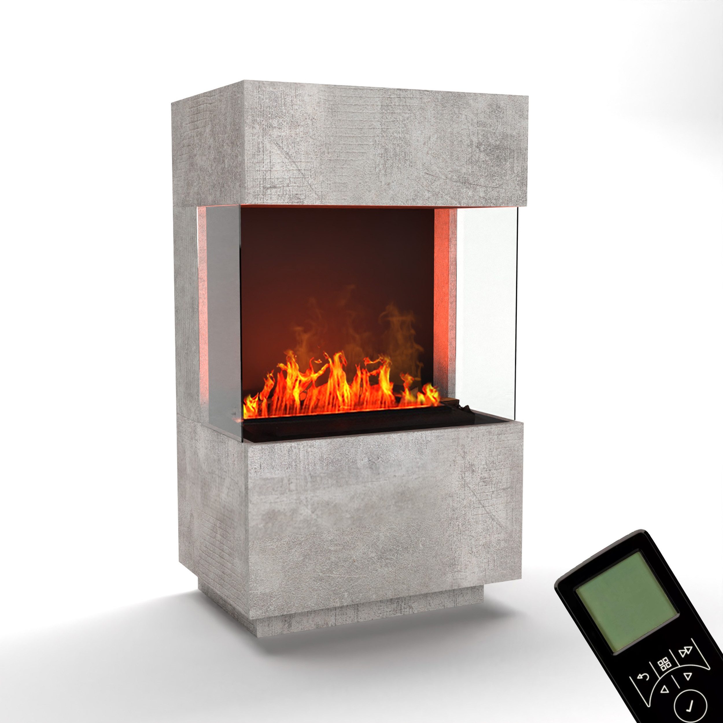 GLOW FIRE Elektrokamin OGF 1 Mini Wasserdampf Kamin, Standkamin, Elektrischer Kamin, Wasserdampfkamin mit 3D Feuer und Knisterfunktion