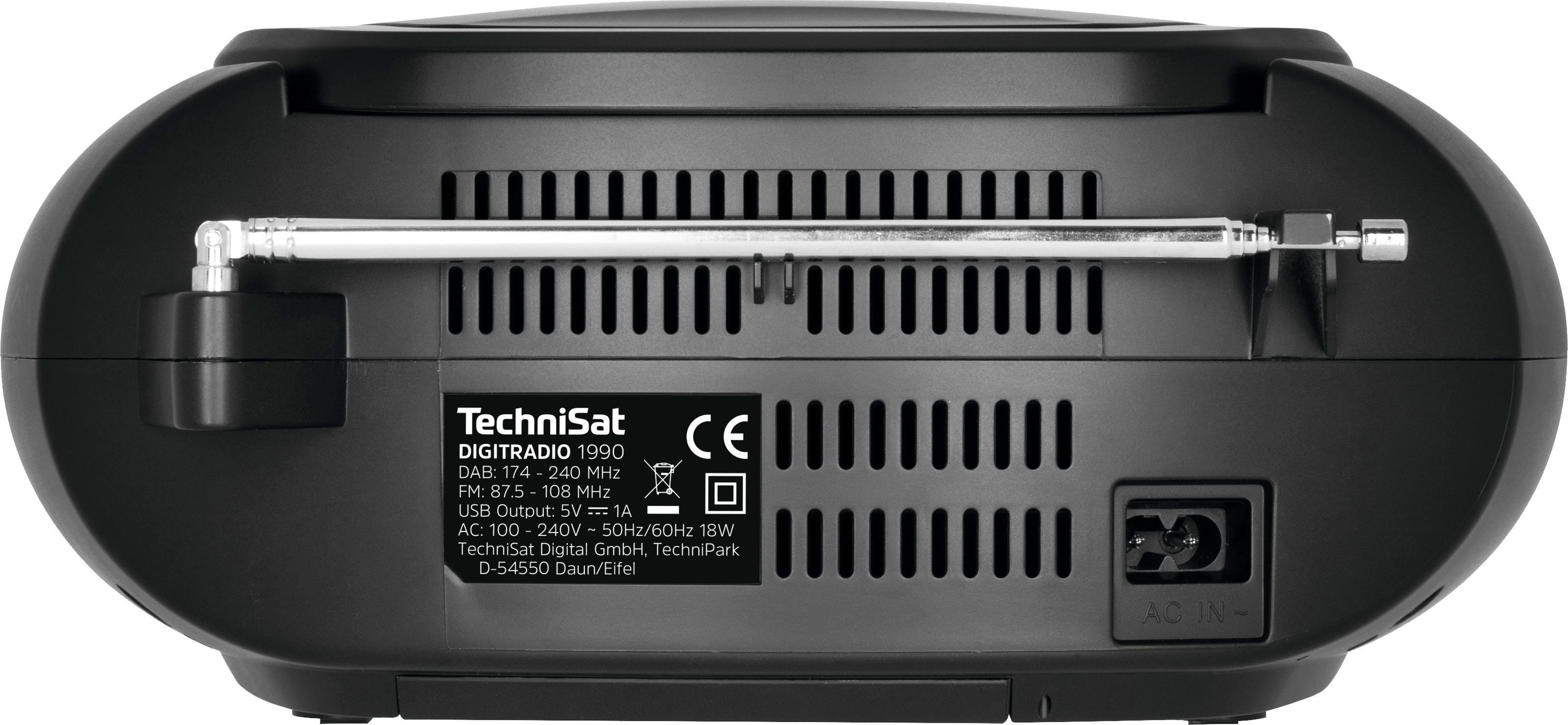 TechniSat Digitradio 1990 Stereo- Boombox (Digitalradio Bluetooth, DAB+, UKW, schwarz Batteriebetrieb (DAB), CD-Player, USB, FM-Tuner, möglich) mit