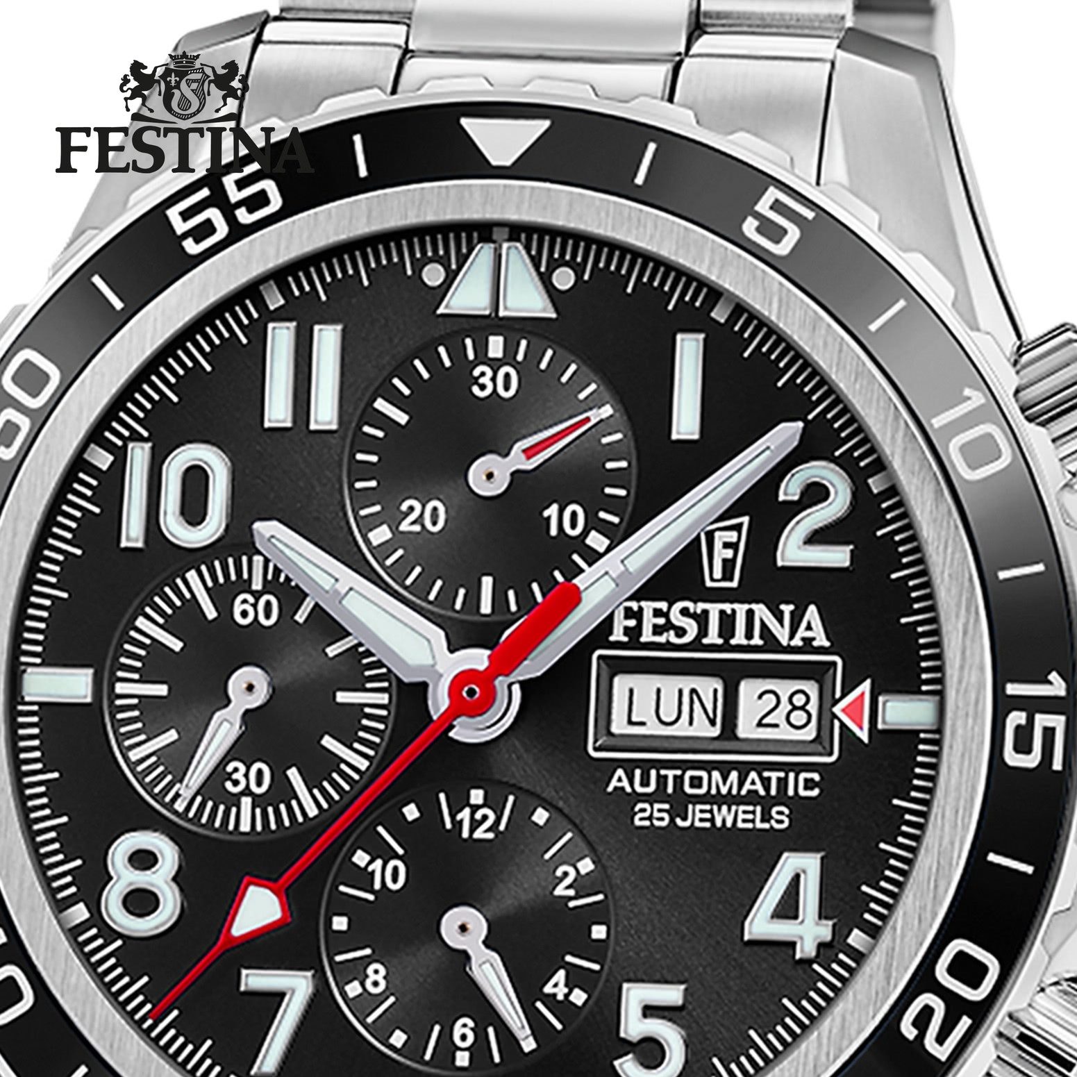Festina Multifunktionsuhr Festina Herrenuhr Swiss Made Armbanduhr, (Multifunktionsuhr), Herren Armbanduhr rund, Edelstahlarmband silber, Elegant