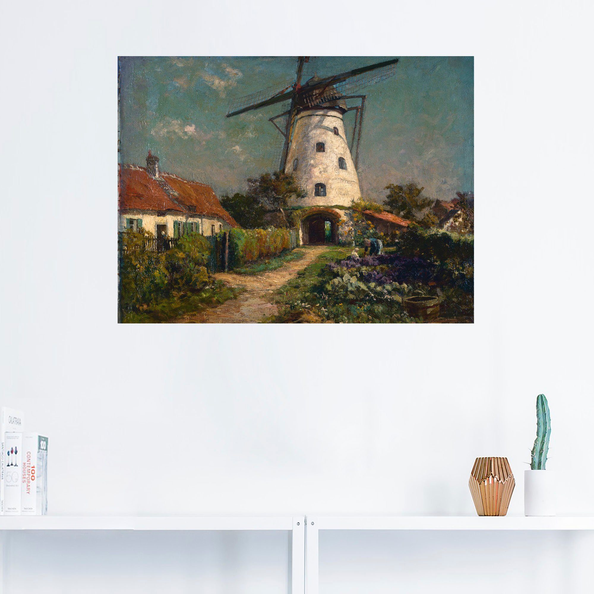 Wandbild Größen Leinwandbild, St), als einer Poster in Windmühle., Bauerngarten Artland (1 bei versch. Wandaufkleber oder Gebäude