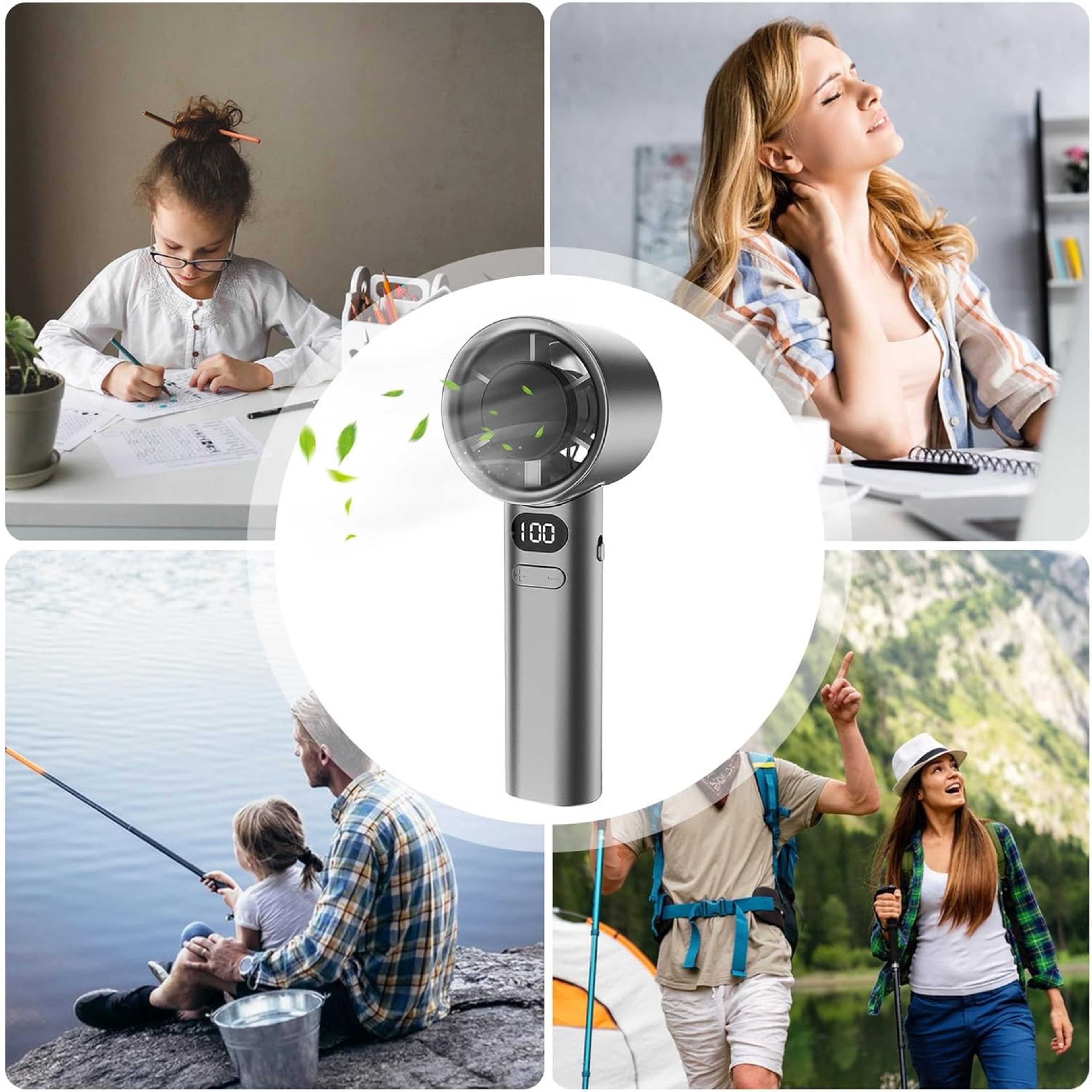 ITSHINY Handventilator Mobiler USB Handventilator mit Akku, LED Display, 120 Stufen, tragbar, LED-Anzeige, 120 Stufen, 5200 mAh Akku, kompakt, USB aufladbar