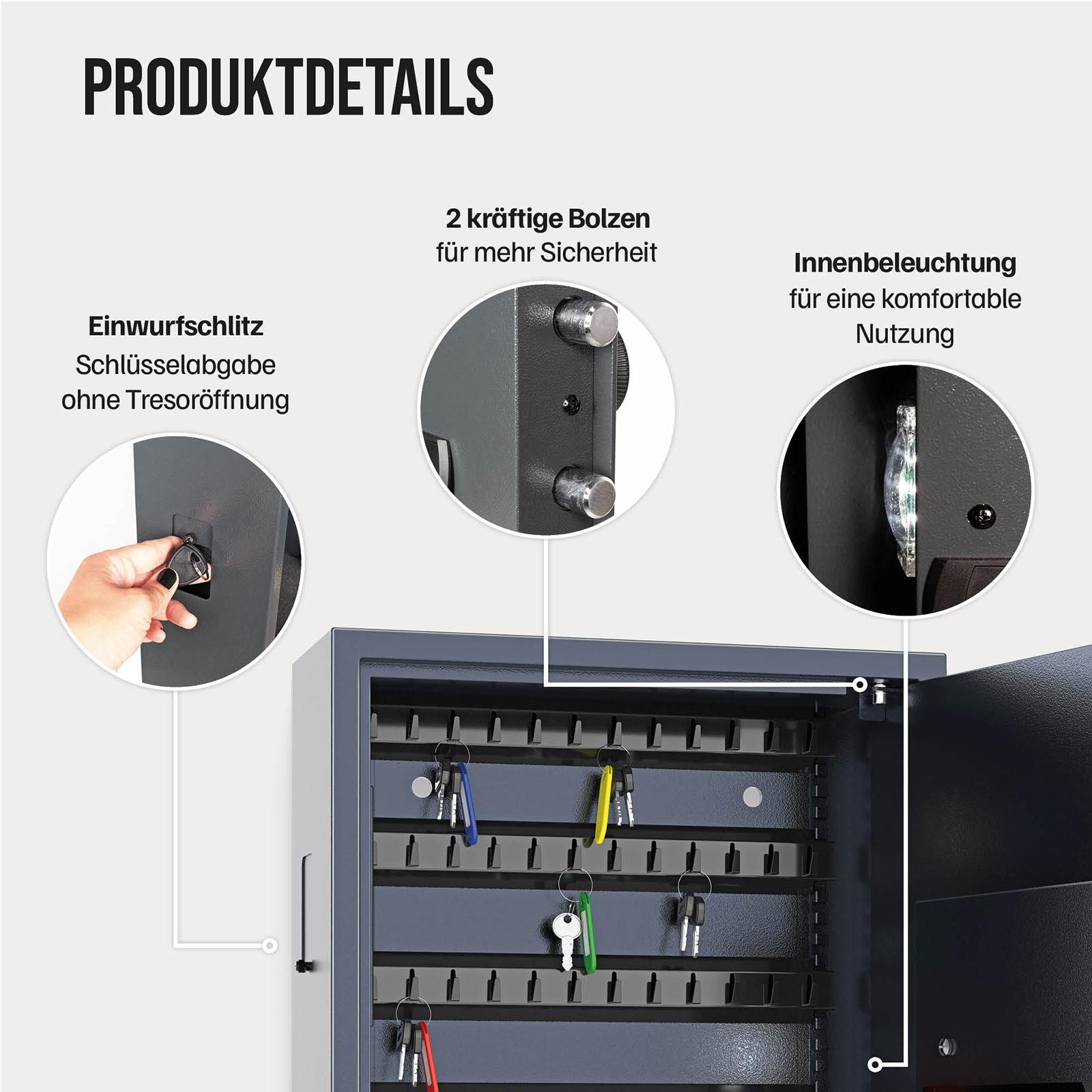 Profirst Schlüsseltresor LockGuard 104 Fingerprintschloss anthrazit