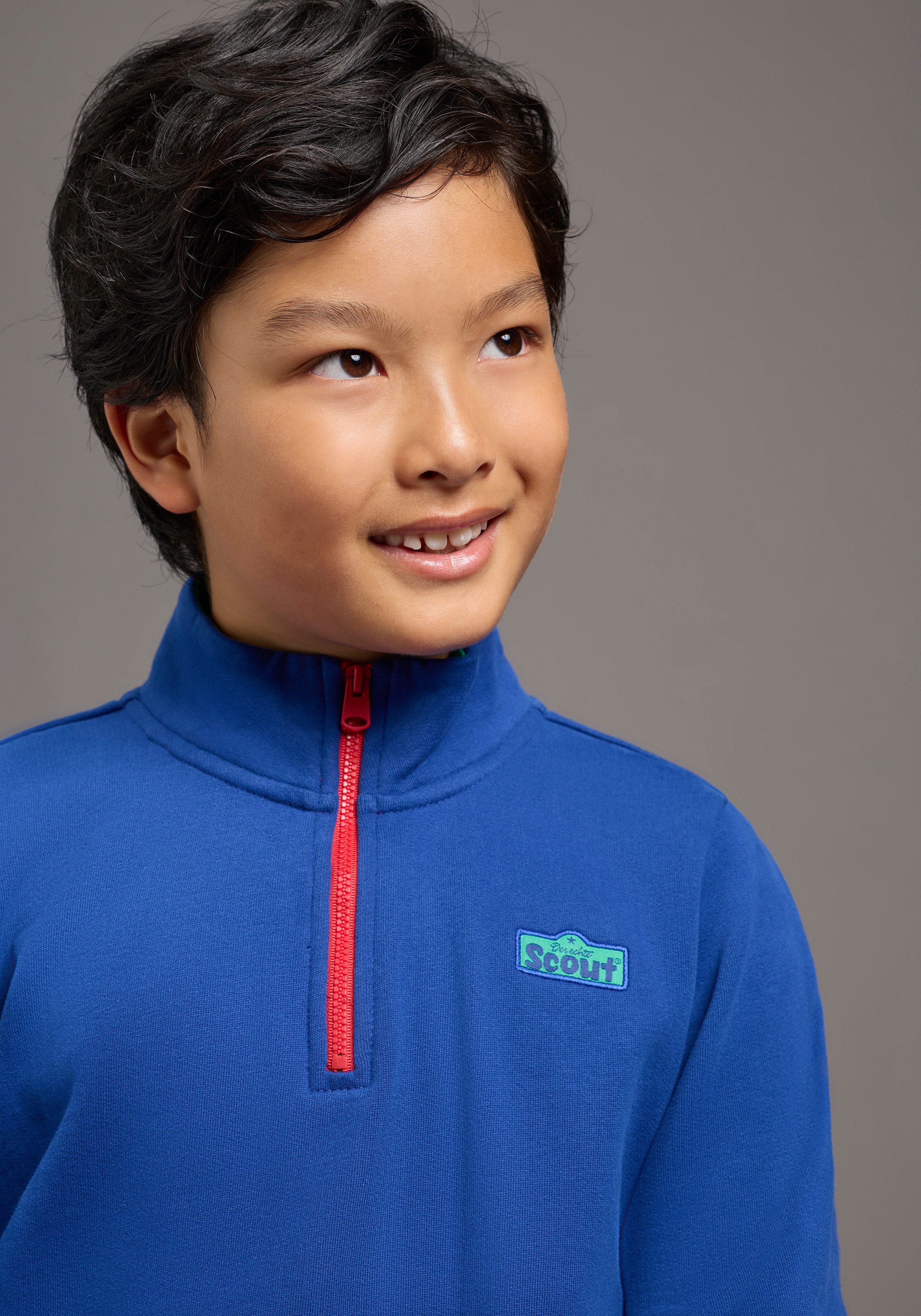Scout Sweatshirt Troyer, Zip-Sweatshirt - NEU von SCOUT mit Reißverschluss am Kragen, mit Rippbündchen an Ärmeln