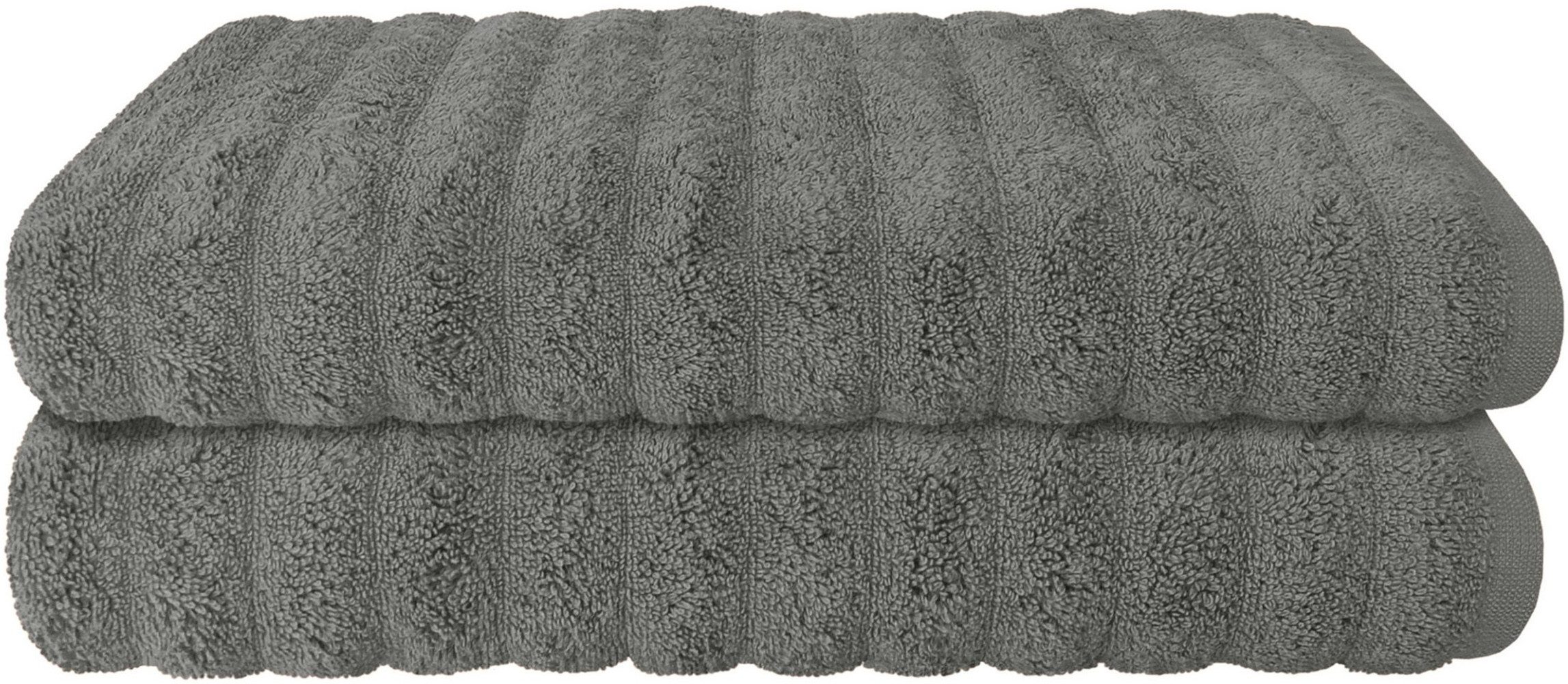 Schiesser Duschtücher Neapel aus 100% Baumwolle mit eleganter Hoch-Tief-Optik, Frottier (2-St), OEKO-TEX® MADE IN GREEN
