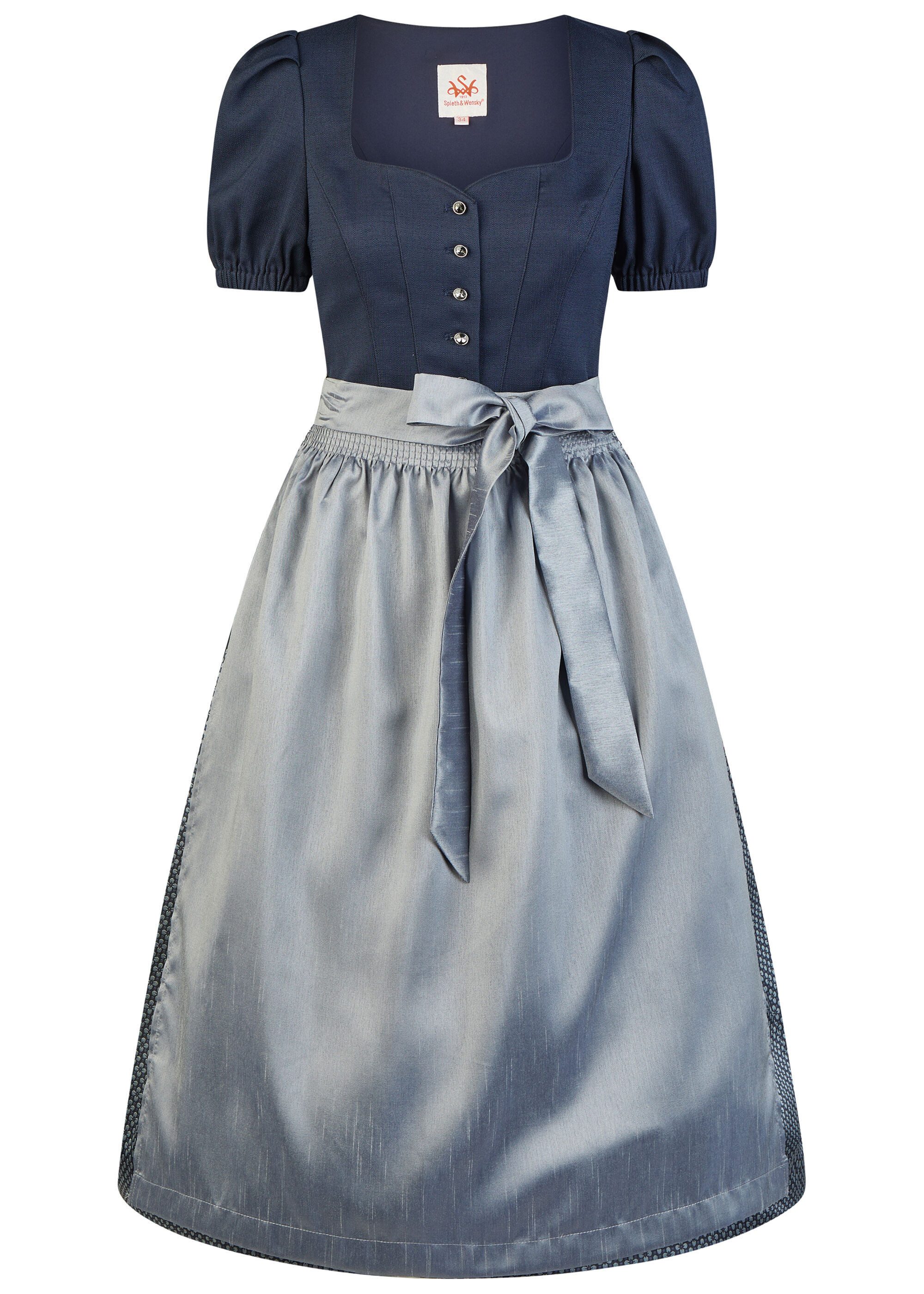 Spieth & Wensky Dirndl Hallein Herzchen-Ausschnitt, mit funkelnden Knöpfen vorne