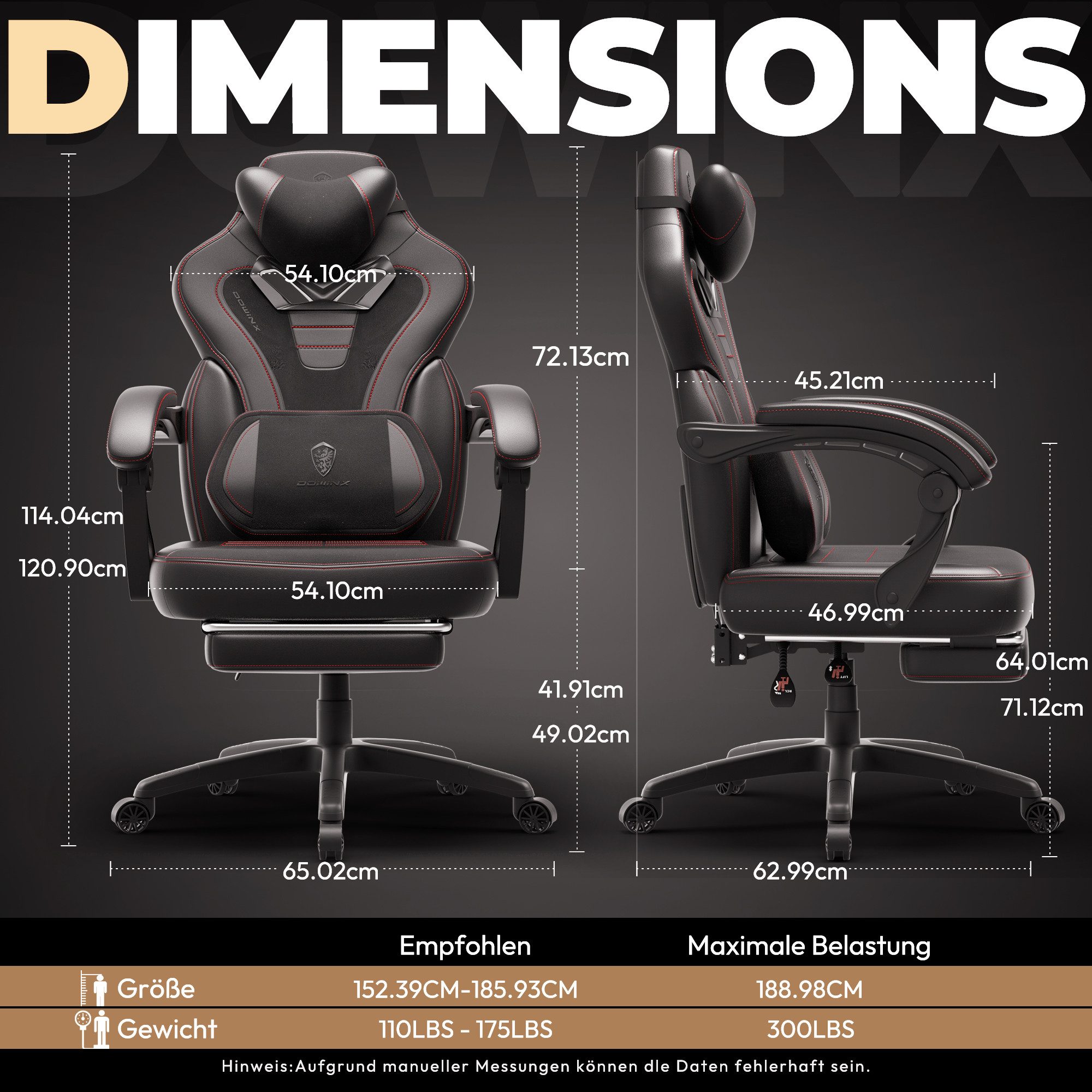 Dowinx Gaming-Stuhl Ergonomischer Computerstuhl mit Fußstütze und Massage, günstig online kaufen