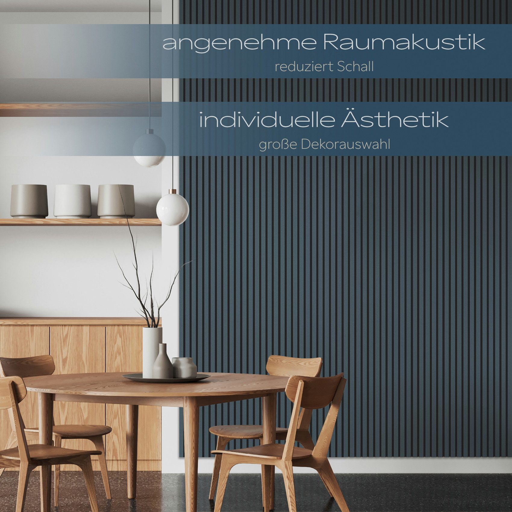 Hexim Wanddekoobjekt AP04 (Akustikpaneele 278x60cm Holz Comfort - flexible Holzpaneele Platten Lamellenwand MDF Wandpaneele Lamellenverkleidung Wandverkleidung schalldämmend 1.67m² Ocean)