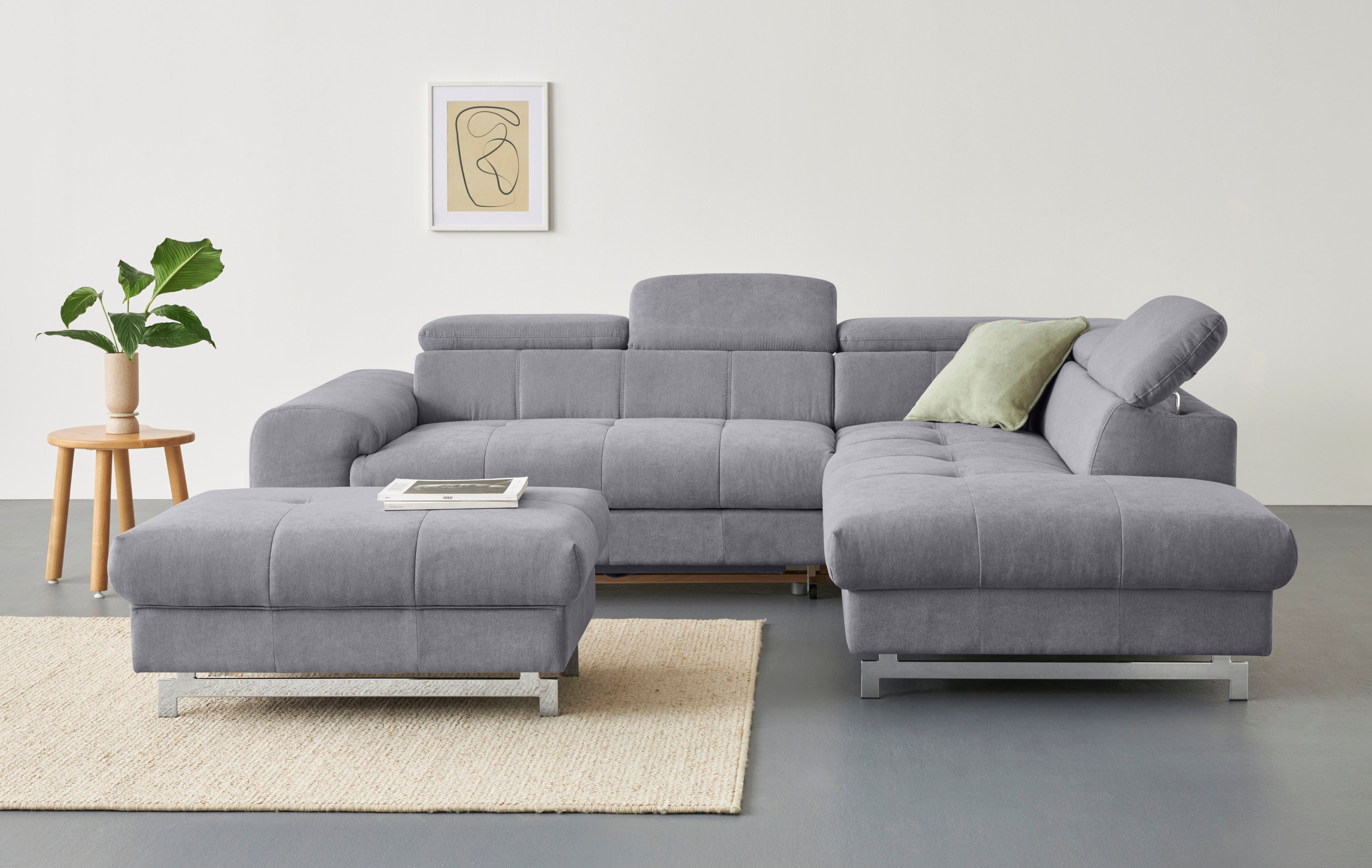 COTTA Ecksofa "Chef L-Form", mit Kopfteilverstellung, edle Metallkufen, wah günstig online kaufen