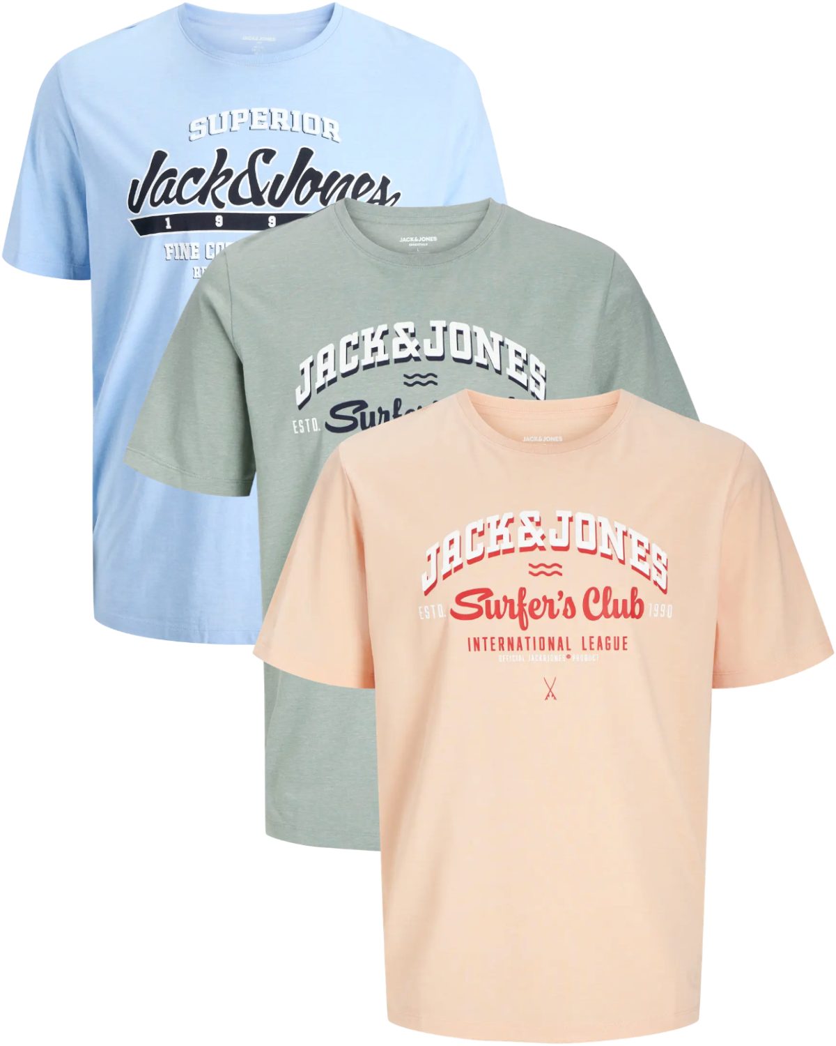 Jack & Jones PlusSize Print-Shirt (Spar-Set, 3er-Pack) Big Size Shirt Übergrößen Shirt