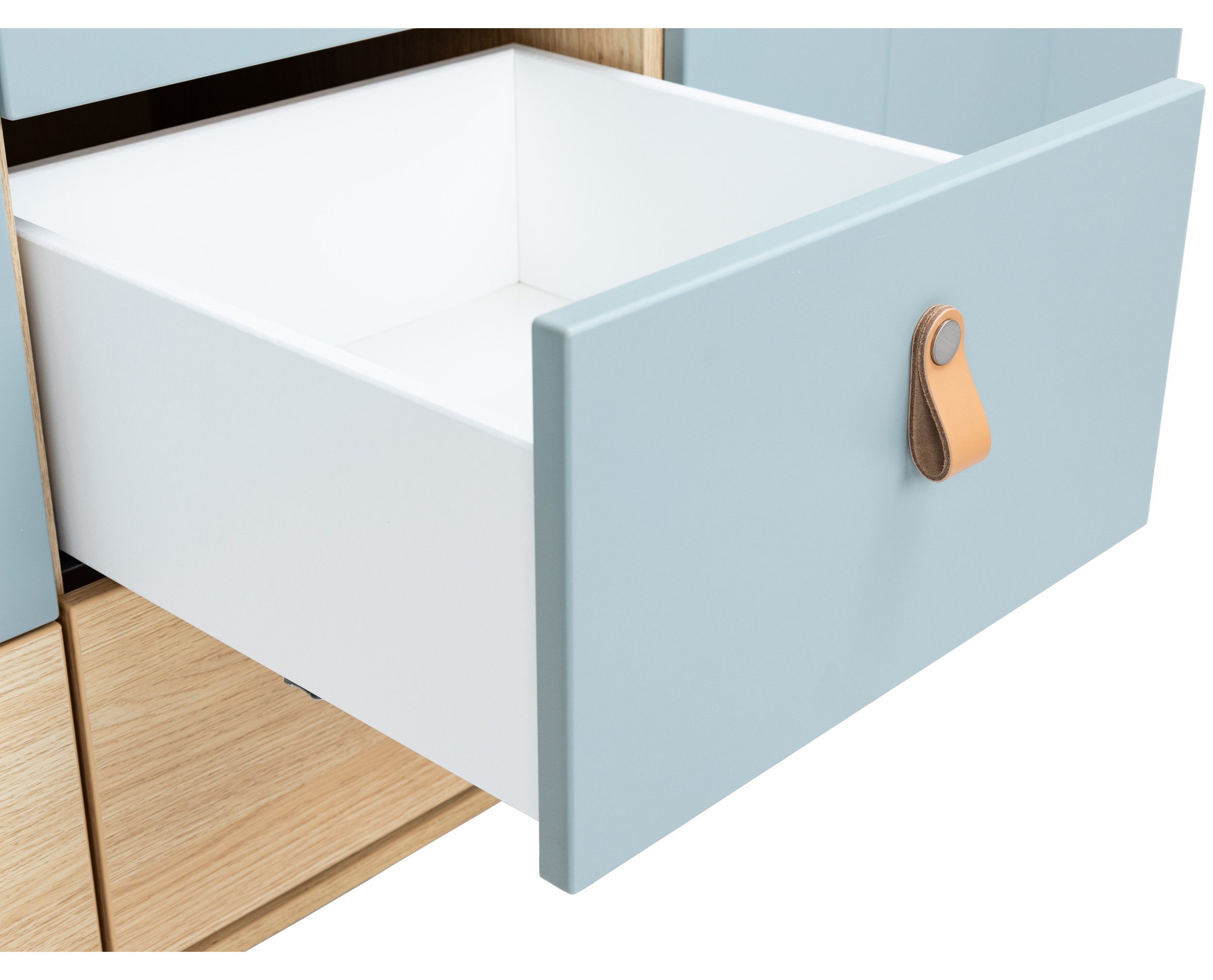 arthur berndt Kinderkleiderschrank Roofy Soft-Close, Türdämpfung, 150 cm breit, Ledergriffe