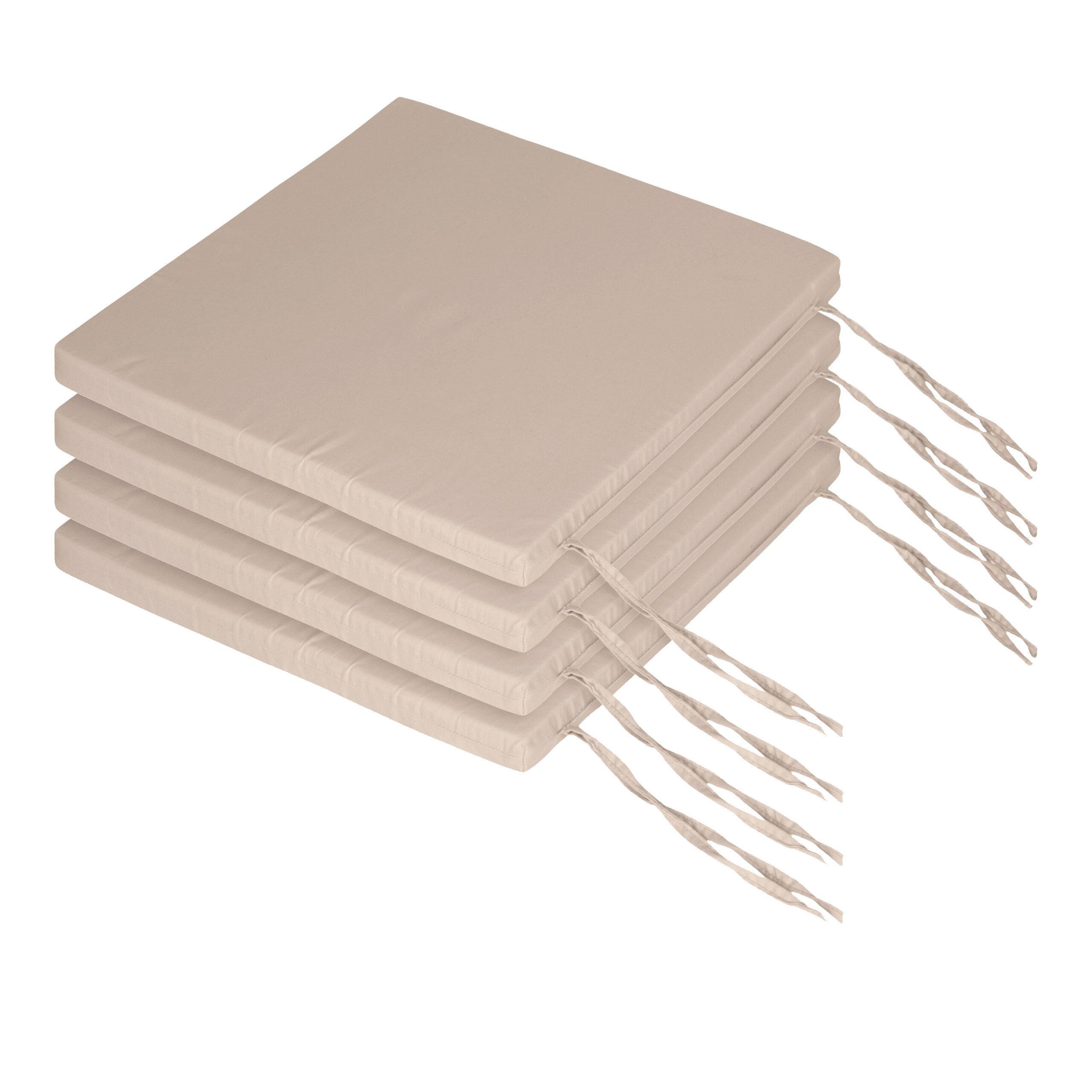 relaxdays Stuhlkissen Flache Stuhlkissen im 4er Set, Beige, 4er-Pack