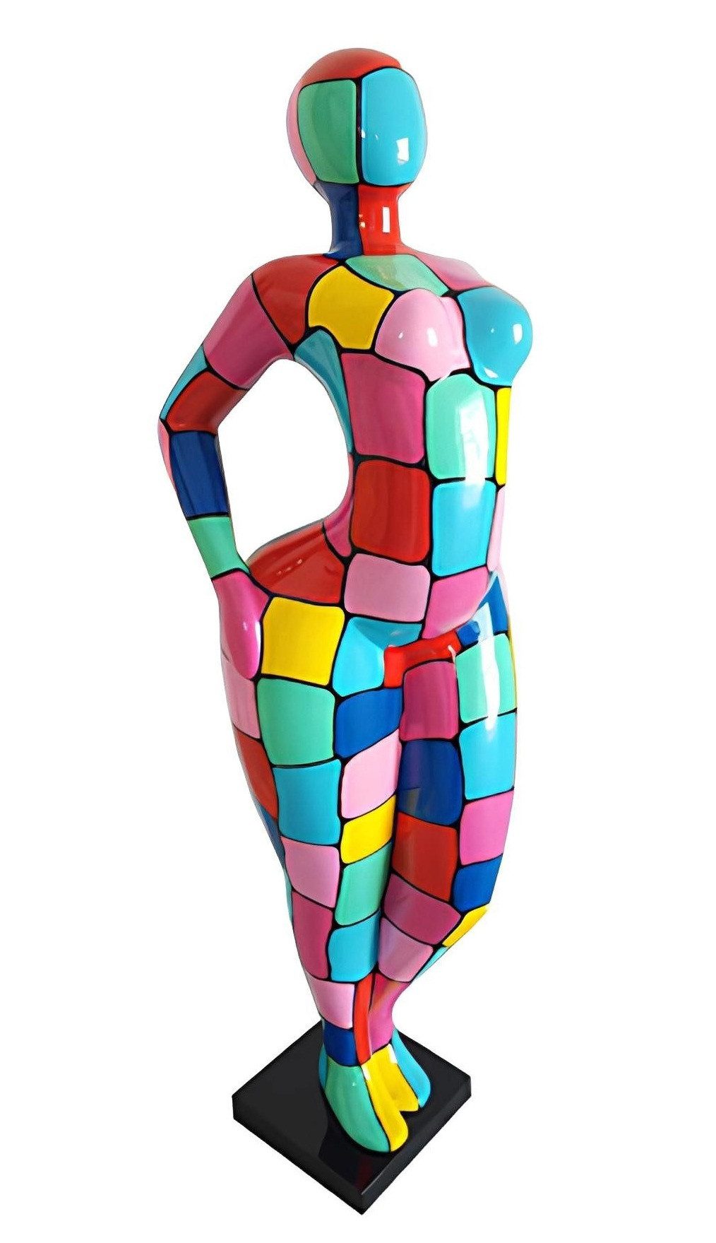 JVmoebel Skulptur Bunt bemalte abstrakte Figur aus Kunststoff für jeden Raum (Skulptur N113A-130cm), Made in Europa