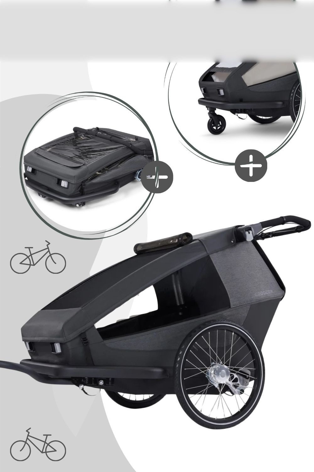Croozer Fahrradkinderanhänger Kid Yuuna All-in-One Fahrradanhänger, für 2 Kinder; inklusive Deichsel