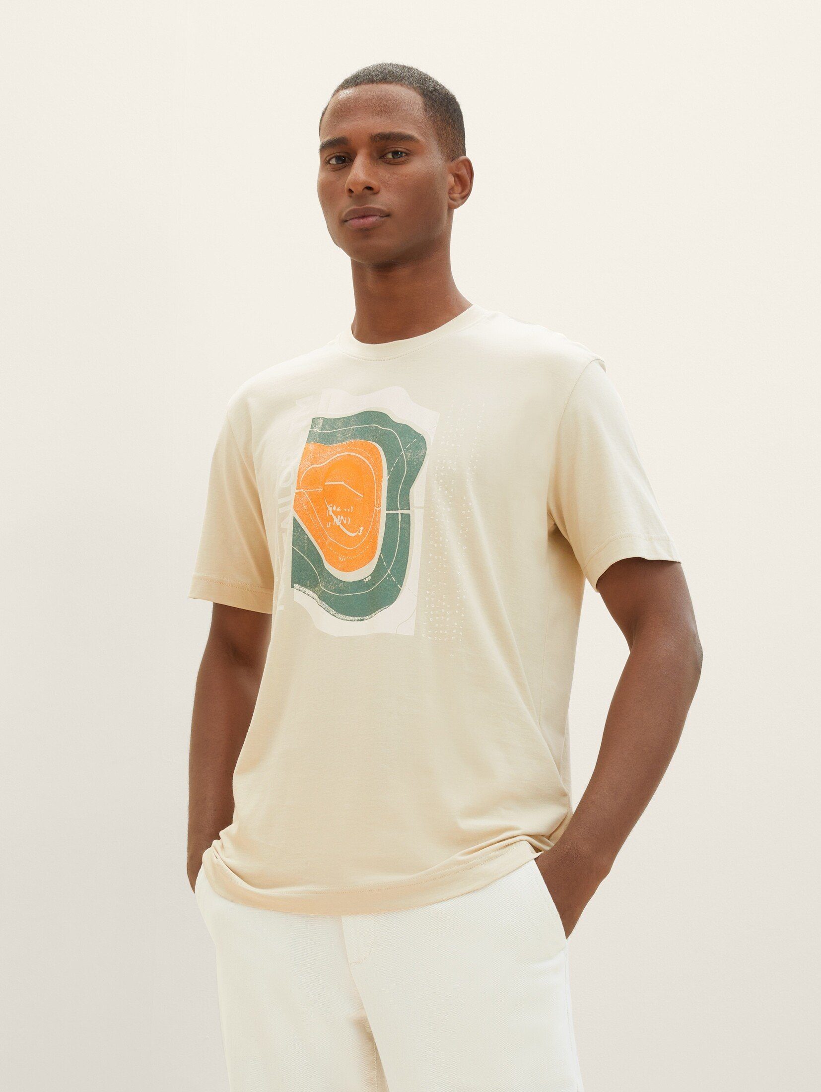 TOM TAILOR T-Shirt mit Print T-Shirt alfalfa beige