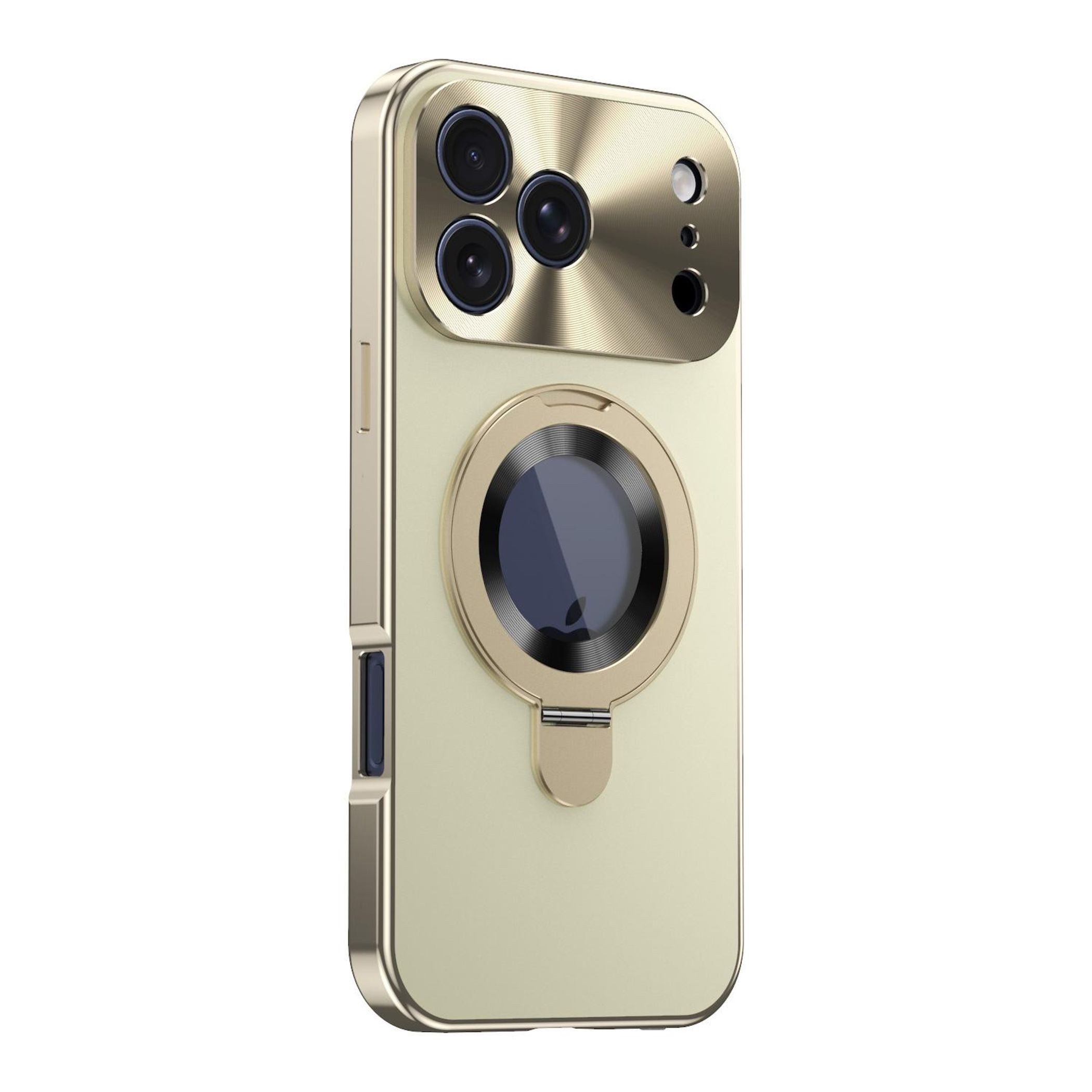 Wigento Handyhülle Für Apple iPhone 17 Pro Max Privacy Metall MagSafe Halter Hülle Gold, MagSafe-kompatibel, Privacy-Front, Haltering