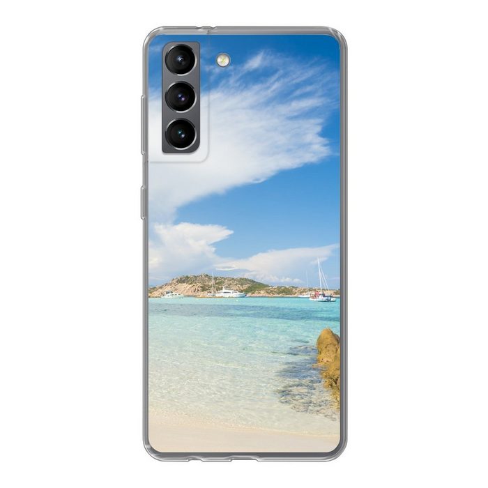 MuchoWow Handyhülle Strand auf Sardinien Phone Case Handyhülle Samsung Galaxy S21 Silikon Schutzhülle